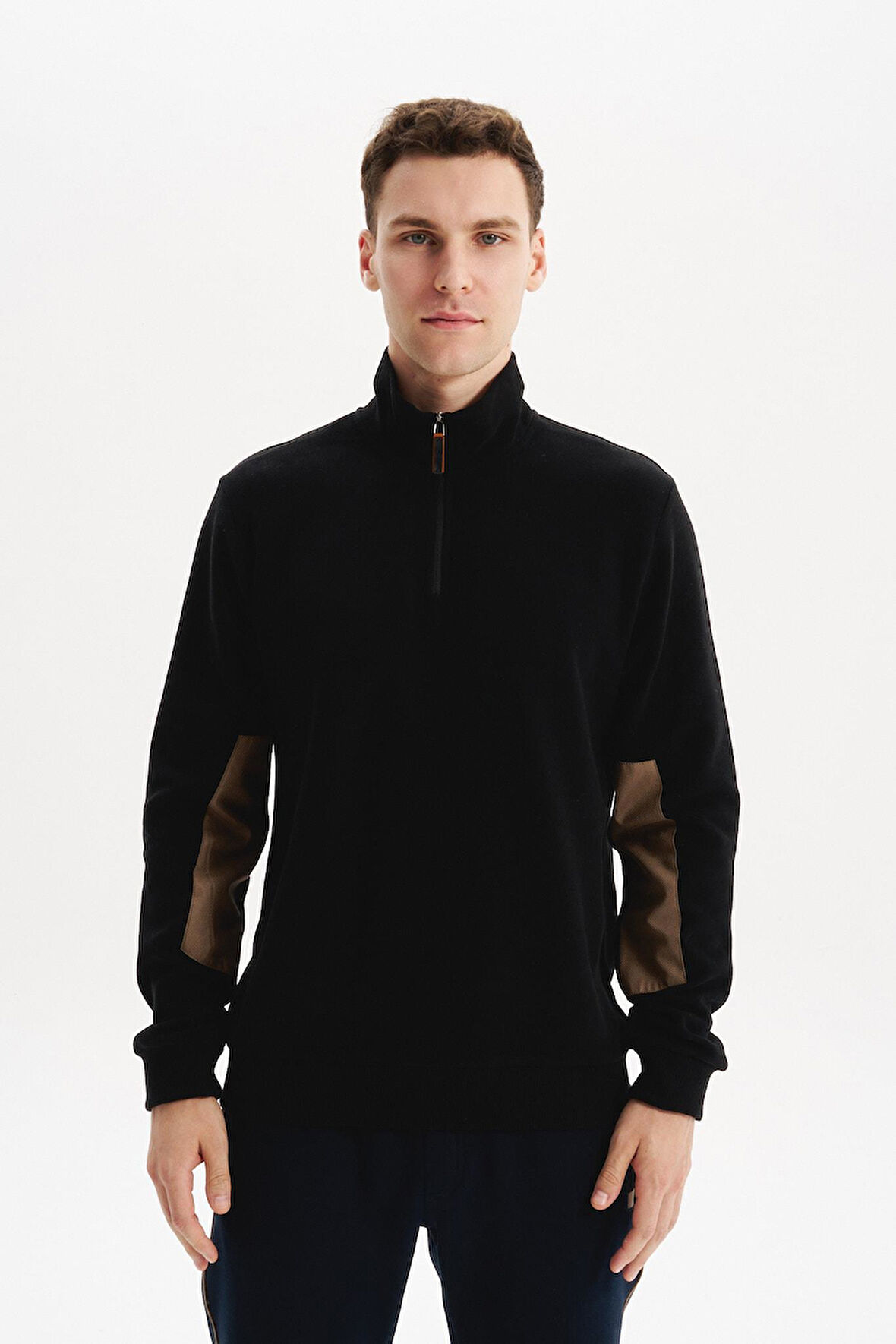 Arma Erkek Pamuk Polyester Karışımlı Selanik Kumaş Yarım Fermuar Dik Yaka Sweatshirt Kazak K30404698002 