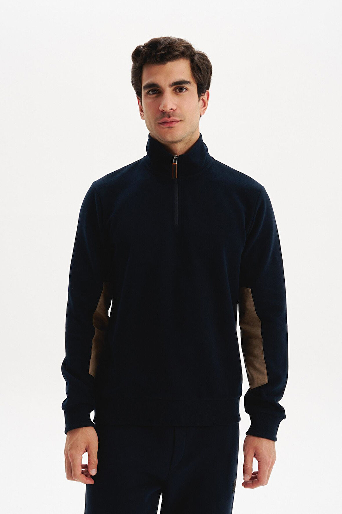 Arma Erkek Pamuk Polyester Karışımlı Selanik Kumaş Yarım Fermuar Dik Yaka Sweatshirt Kazak K30404698002 