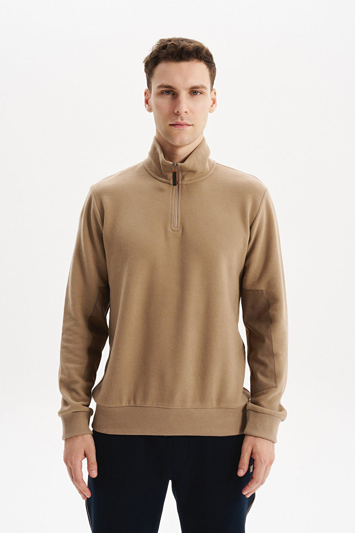 Arma Erkek Pamuk Polyester Karışımlı Selanik Kumaş Yarım Fermuar Dik Yaka Sweatshirt Kazak K30404698002 