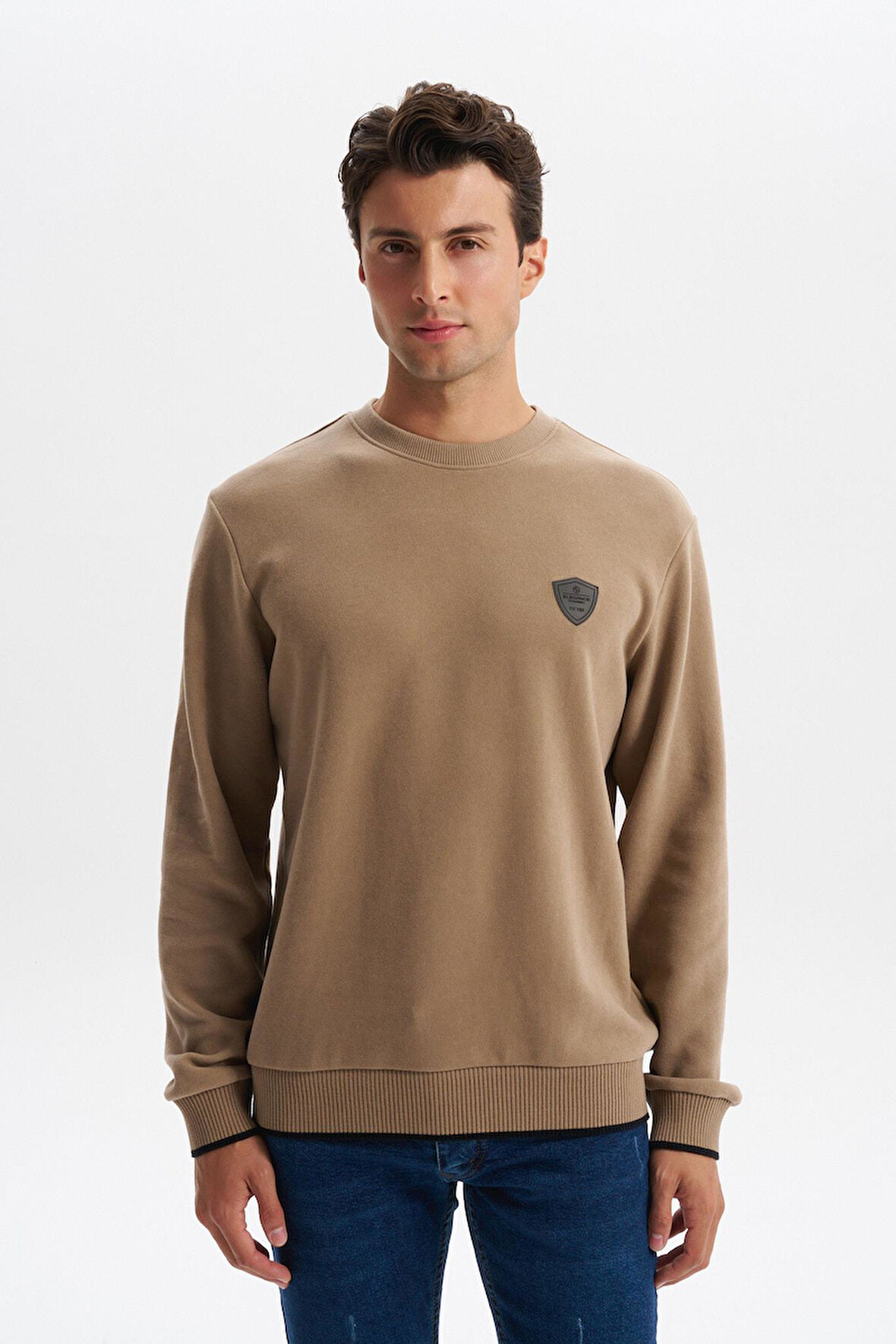 Arma Erkek Regular Fit Karbon Fırçalı Selanik Kumaş Bisiklet Yaka Süs Etiketli Sweatshirt Kazak K30124698802 