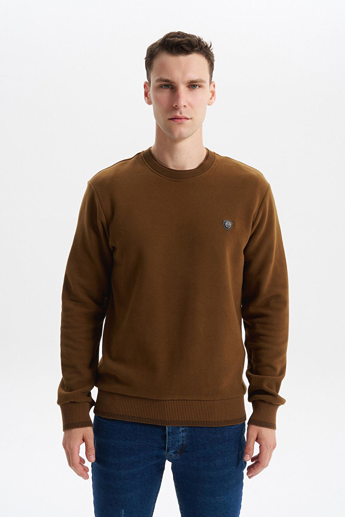 Arma Erkek Regular Fit Örme Selanik Sweatshirt – %65 Pamuk %35 Polyester, Karbon Fırçalı, Basic Bisiklet Yaka K30124699002 