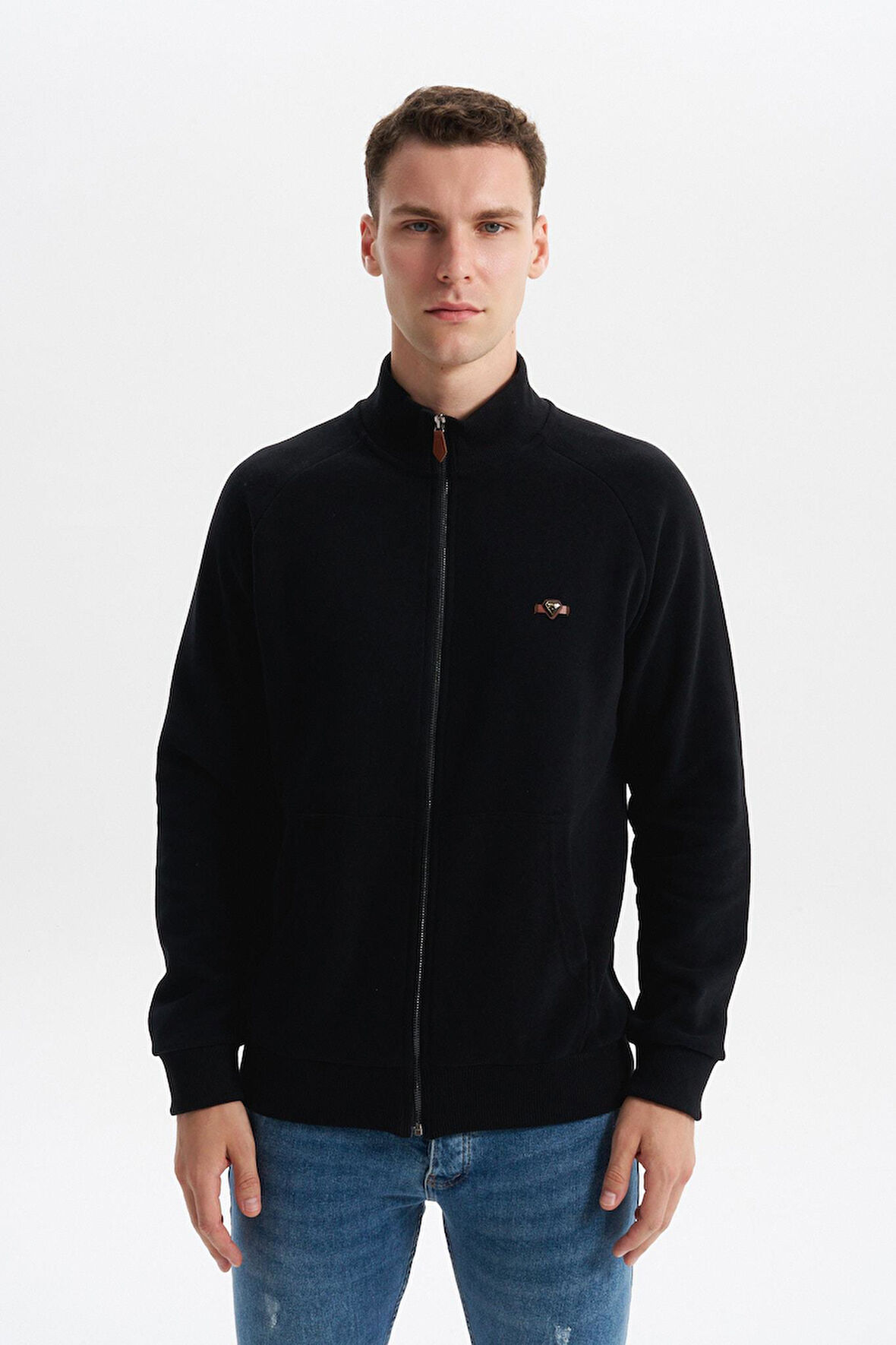 Arma Erkek Regular Fit Basic Reglan Kollu Selanik Sweatshirt – Karbon Fırçalı, Dik Yaka, Tam Fermuar, Cepli, Pamuk Polyester K30324698202 