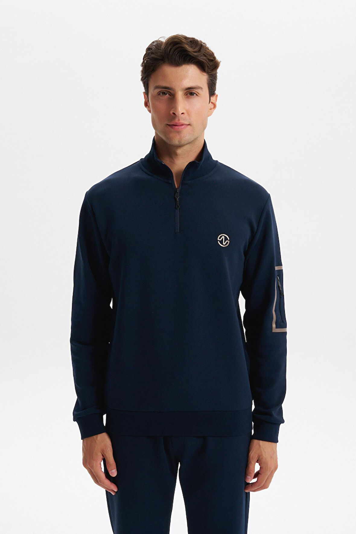 Arma Erkek Slim Fit Dik Yaka Yarım Fermuar Pamuklu Sweatshirt Sol Kol Fermuar Cepli K30404685702 