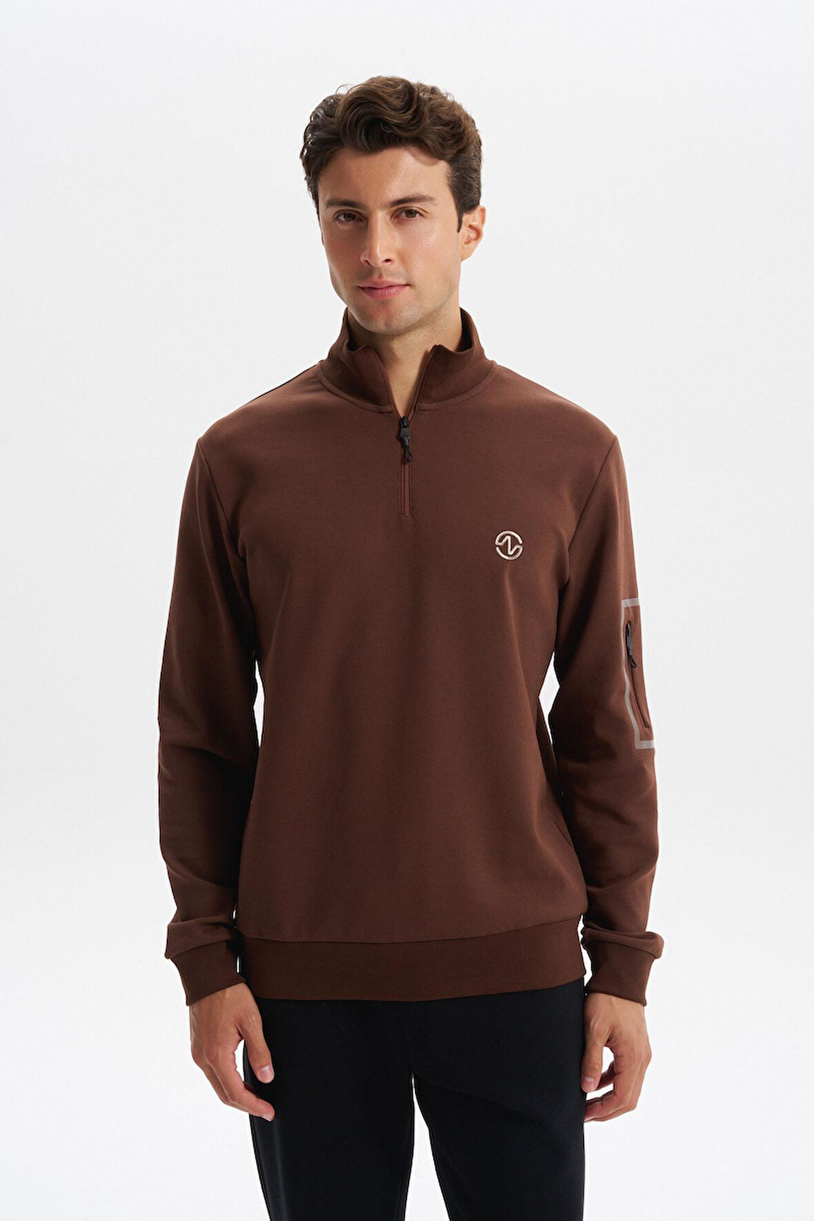 Arma Erkek Slim Fit Dik Yaka Yarım Fermuar Pamuklu Sweatshirt Sol Kol Fermuar Cepli K30404685702 