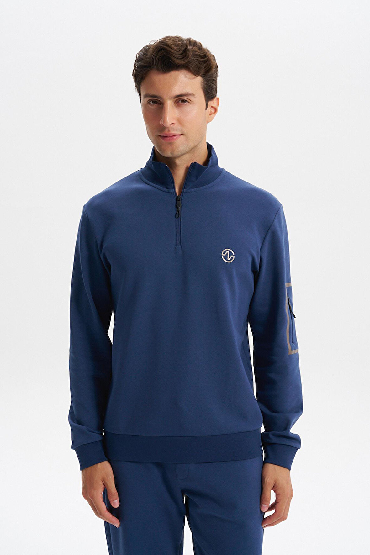 Arma Erkek Slim Fit Dik Yaka Yarım Fermuar Pamuklu Sweatshirt Sol Kol Fermuar Cepli K30404685702 