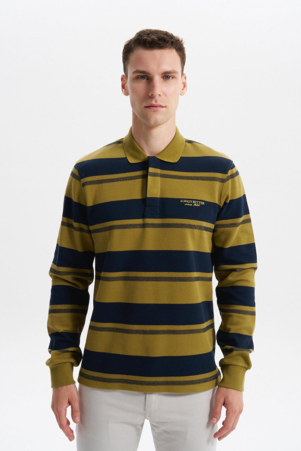 Arma Erkek Ribanalı Regular Fit Çizgili Polo Yaka Sweatshirt %95 Pamuk %5 Elastane Ringel Pike K30554953002 