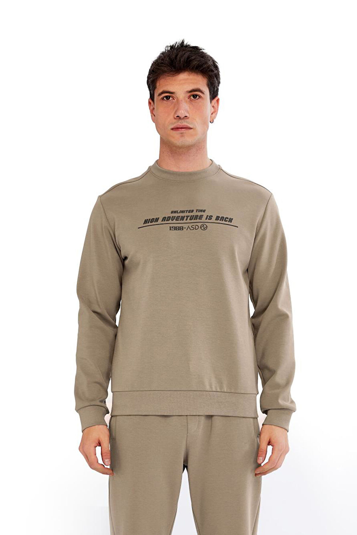 Arma Erkek Slim Fit Sweatshirt – Yazı Baskılı, Scuba Interlok, Bisiklet Yaka, Basic K30124685502 