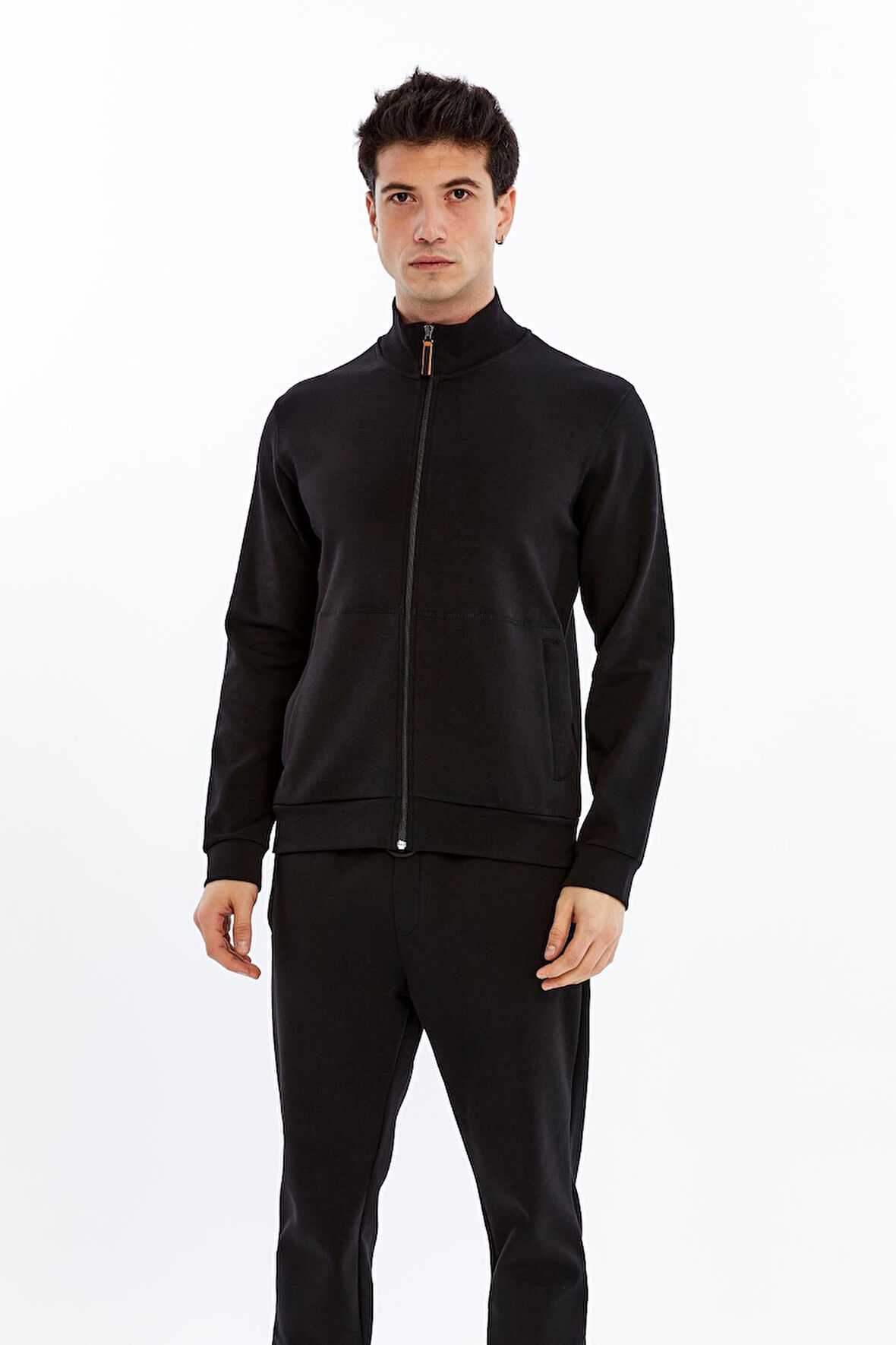 Arma Erkek Slim Fit Sweatshirt – Scuba Interlok, Tam Fermuarlı, Dik Yaka, Fleto Cepli K30324989802 