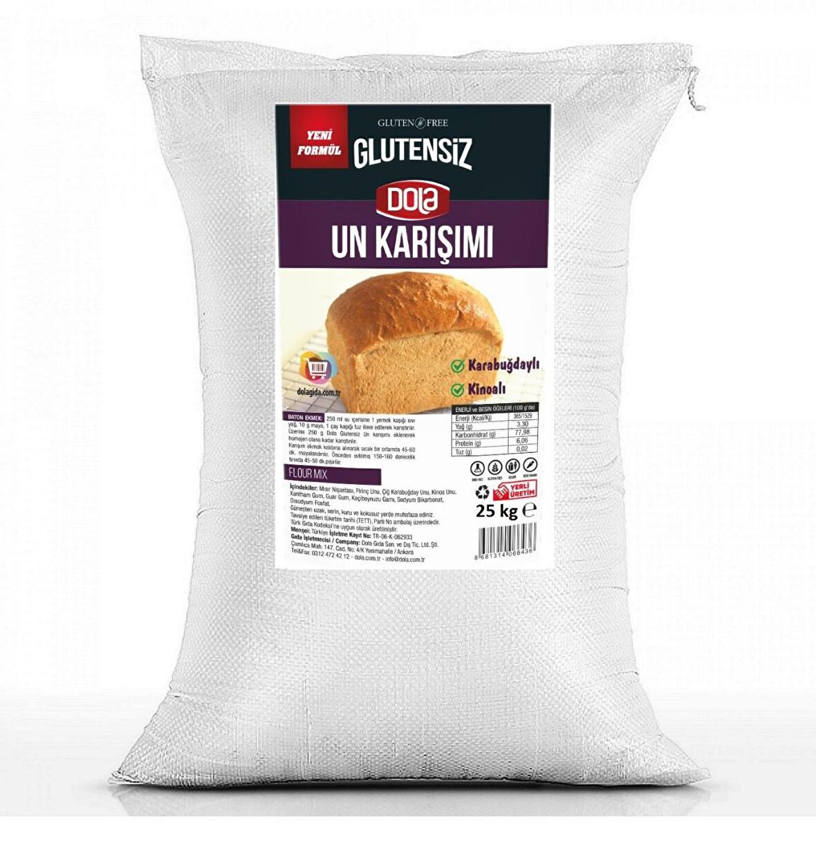 Dola Glutensiz Un Karabuğdaylı ve Kinoalı 25 Kg
