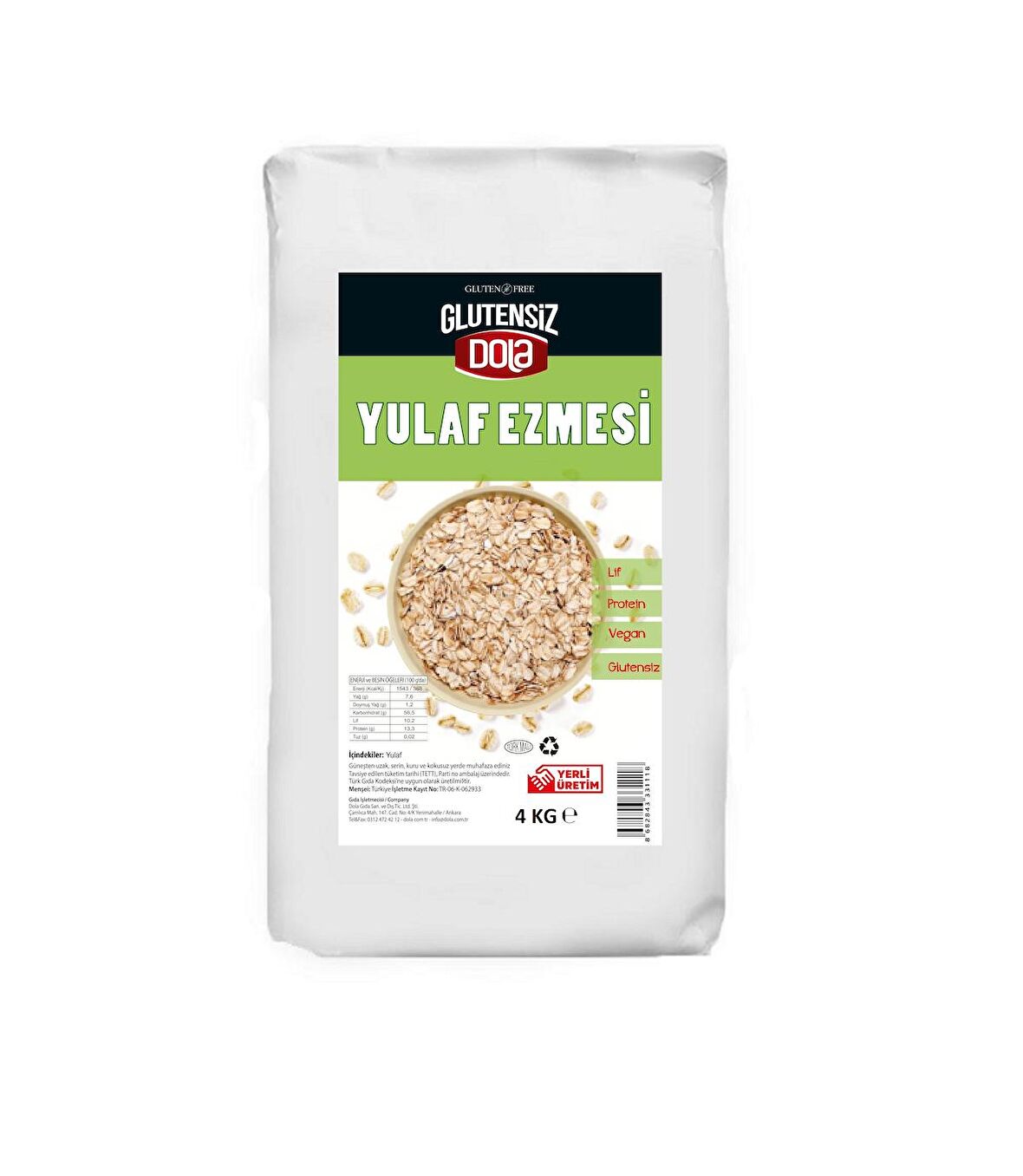 Dola Glutensiz Yulaf Ezmesi 4 KG