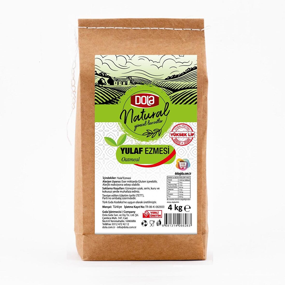 Dola Katkısız Natural Yulaf Ezmesi 4 kg