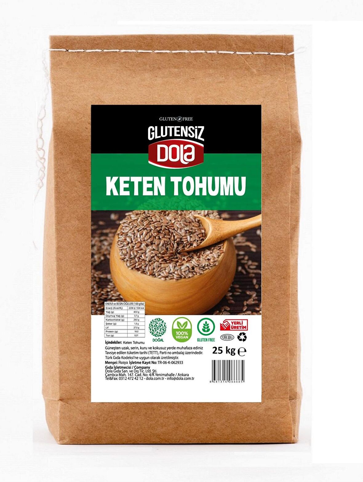 Dola Keten Tohumu Tane 5 kg Doğal Katkısız Glutensiz