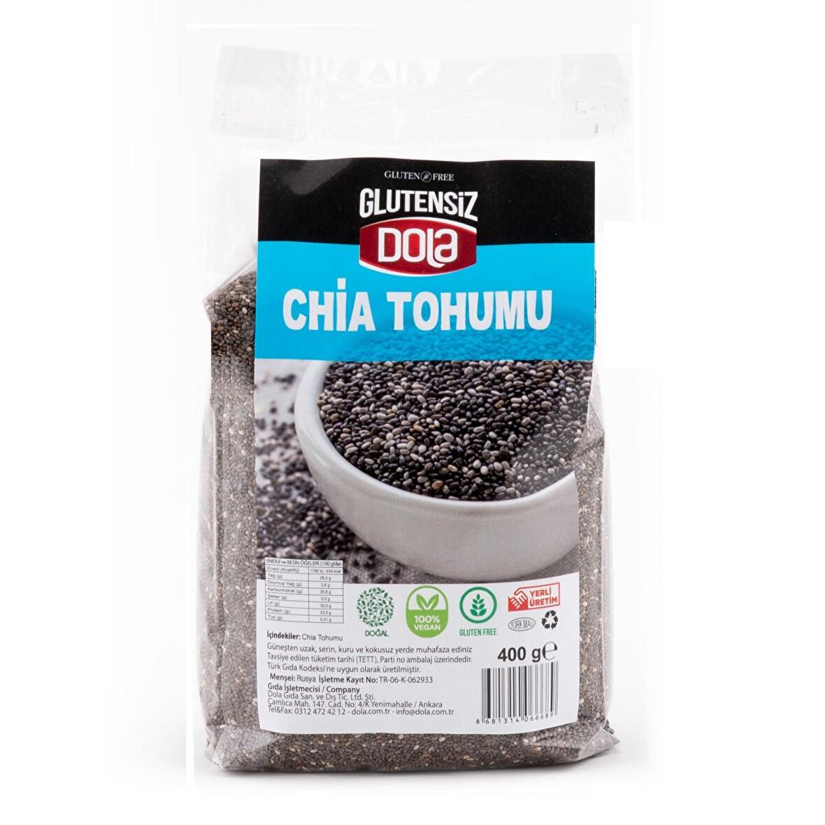 Dola Glutensiz Chia Tohumu 400 Gr.
