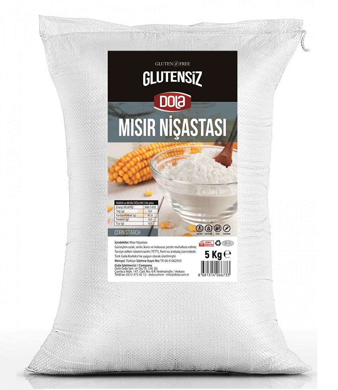Dola Glutensiz Mısır Nişastası 5 kg