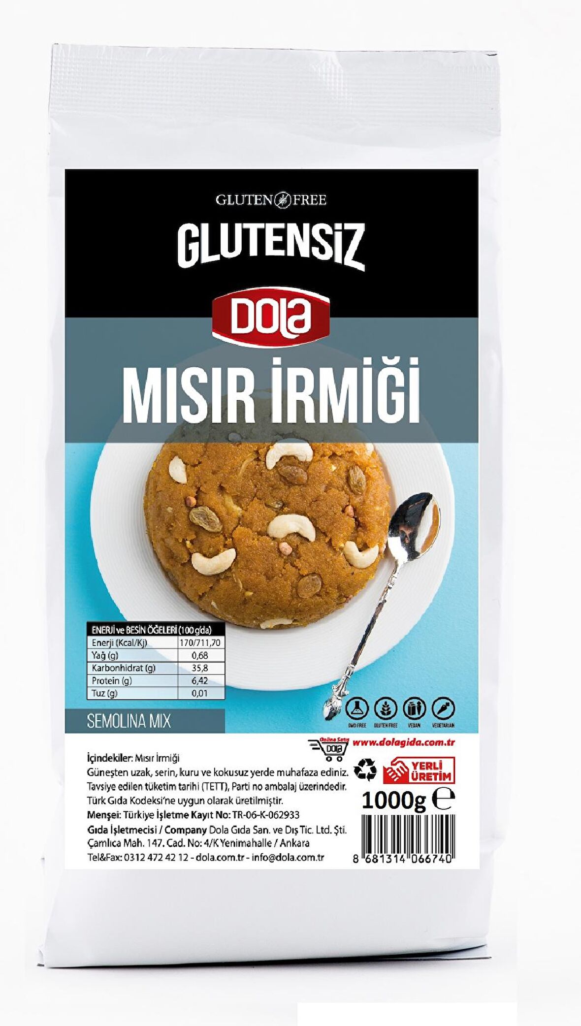 Dola Glutensiz Mısır İrmiği 1 kg