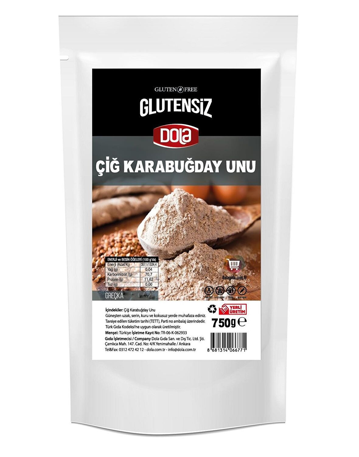 Dola Glutensiz Çiğ Karabuğday Unu 750 gr