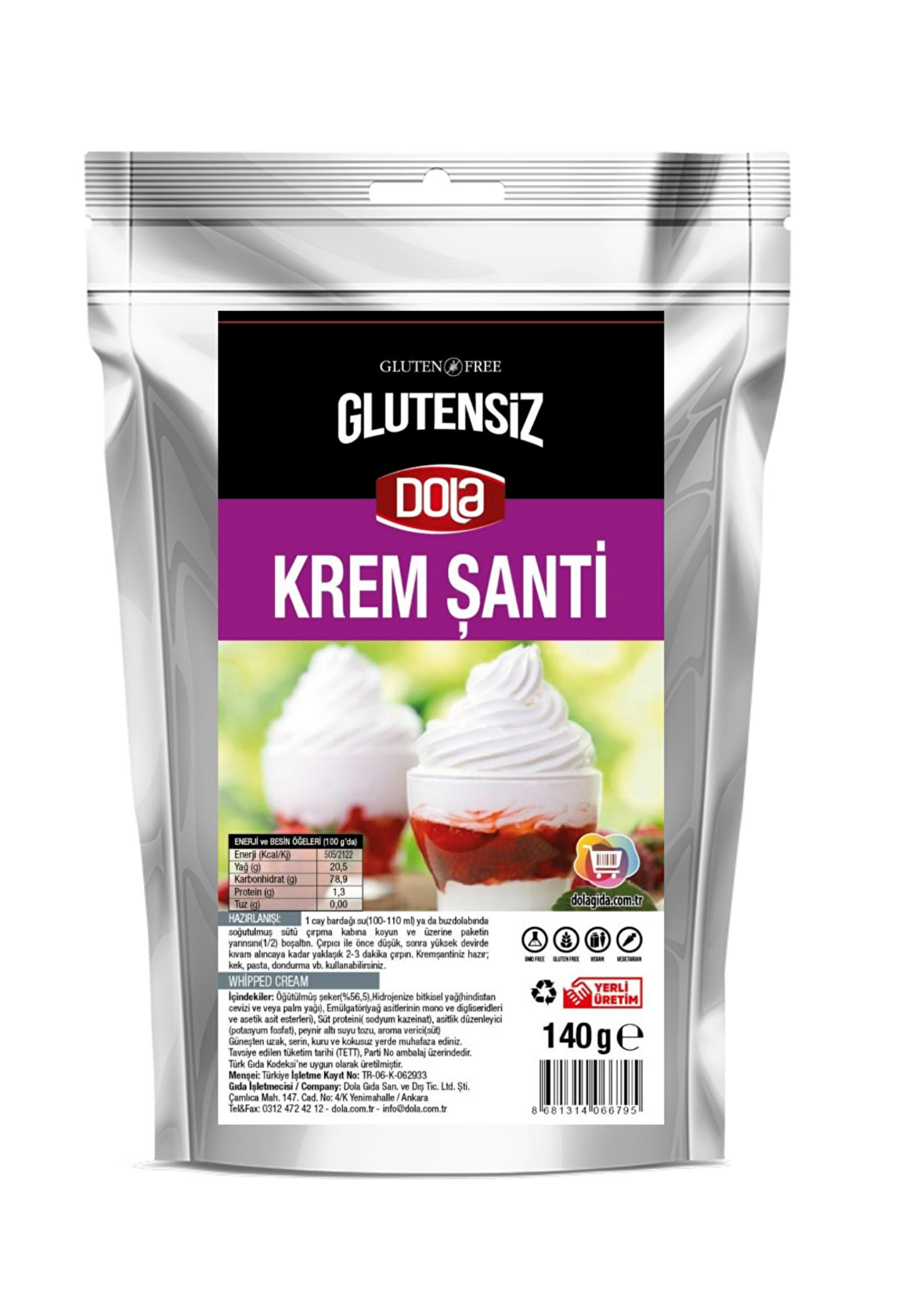 Dola Glutensiz Krem Şanti 140 gr