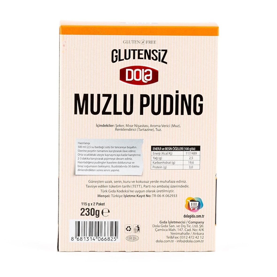 Dola Glutensiz Muzlu Puding 230 gr 3 Adet