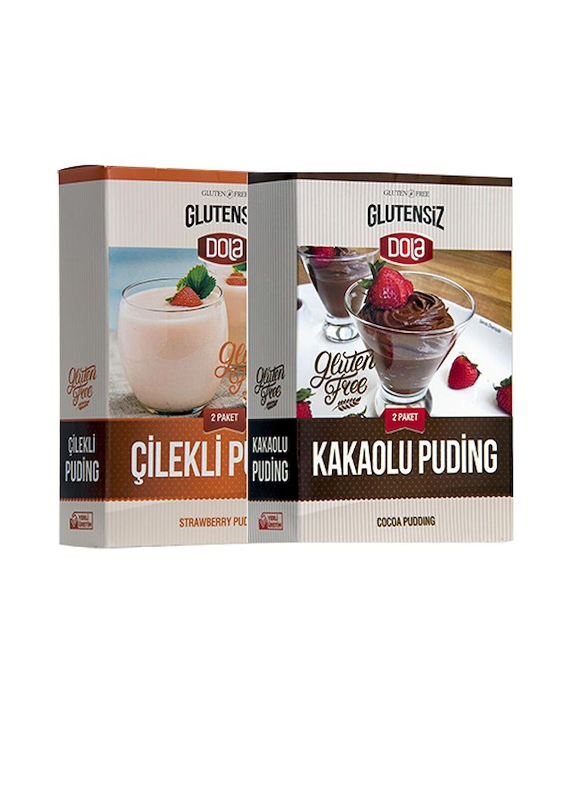 Dola Glutensiz Çilekli Ve Kakaolu Puding 2'li Set 230 gr X 2 Adet