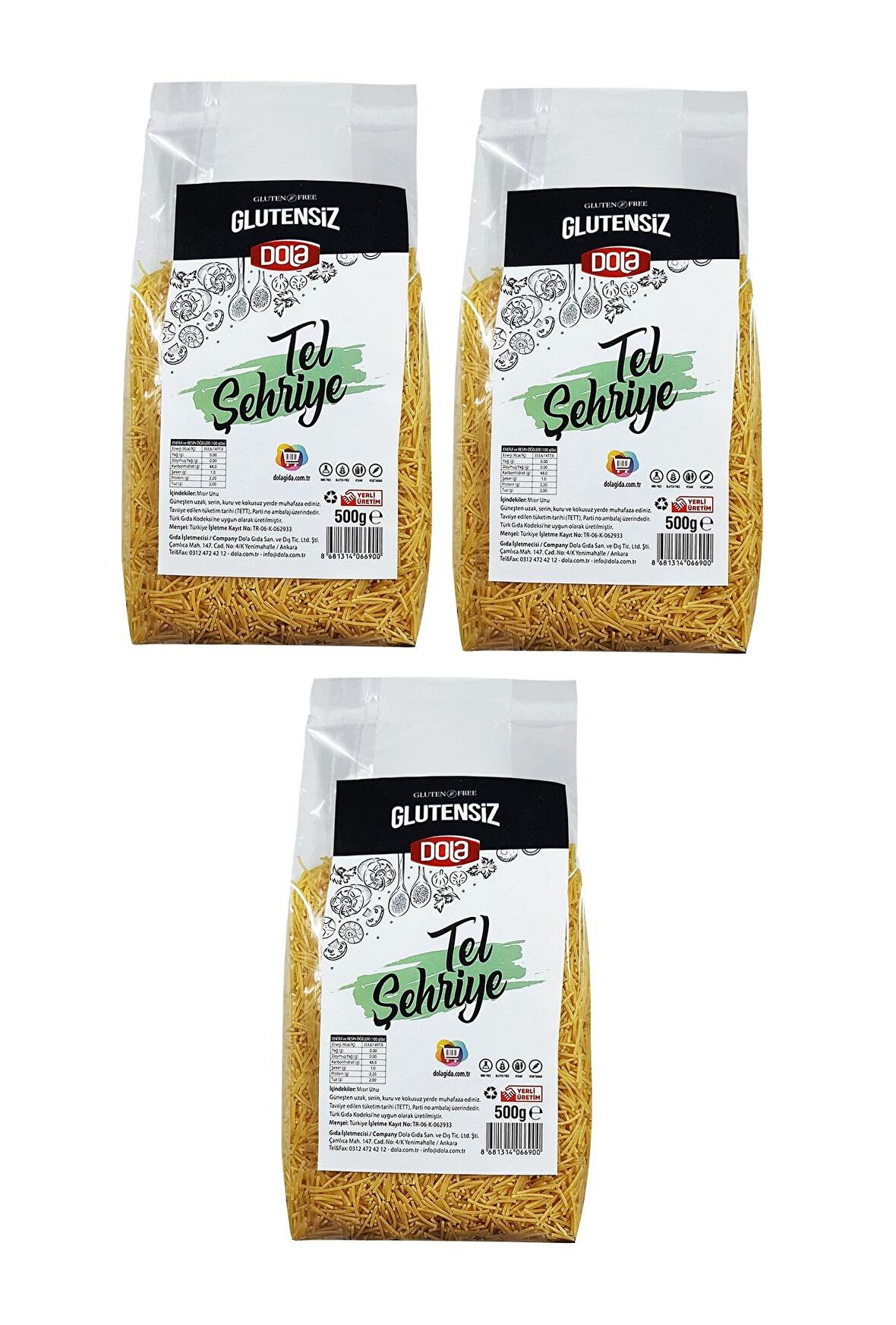 Dola Glutensiz Makarna Tel Şehriye 500 g 3 Adet