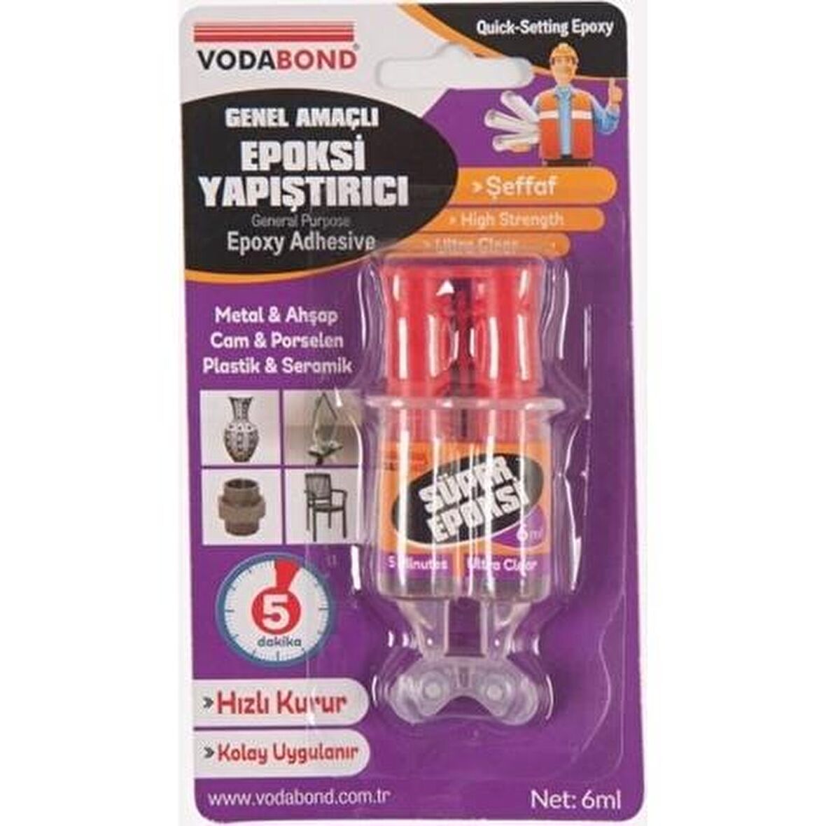 Vodabond Şırınga Epoxy Yapıştırıcı Şeffaf 6 ml 