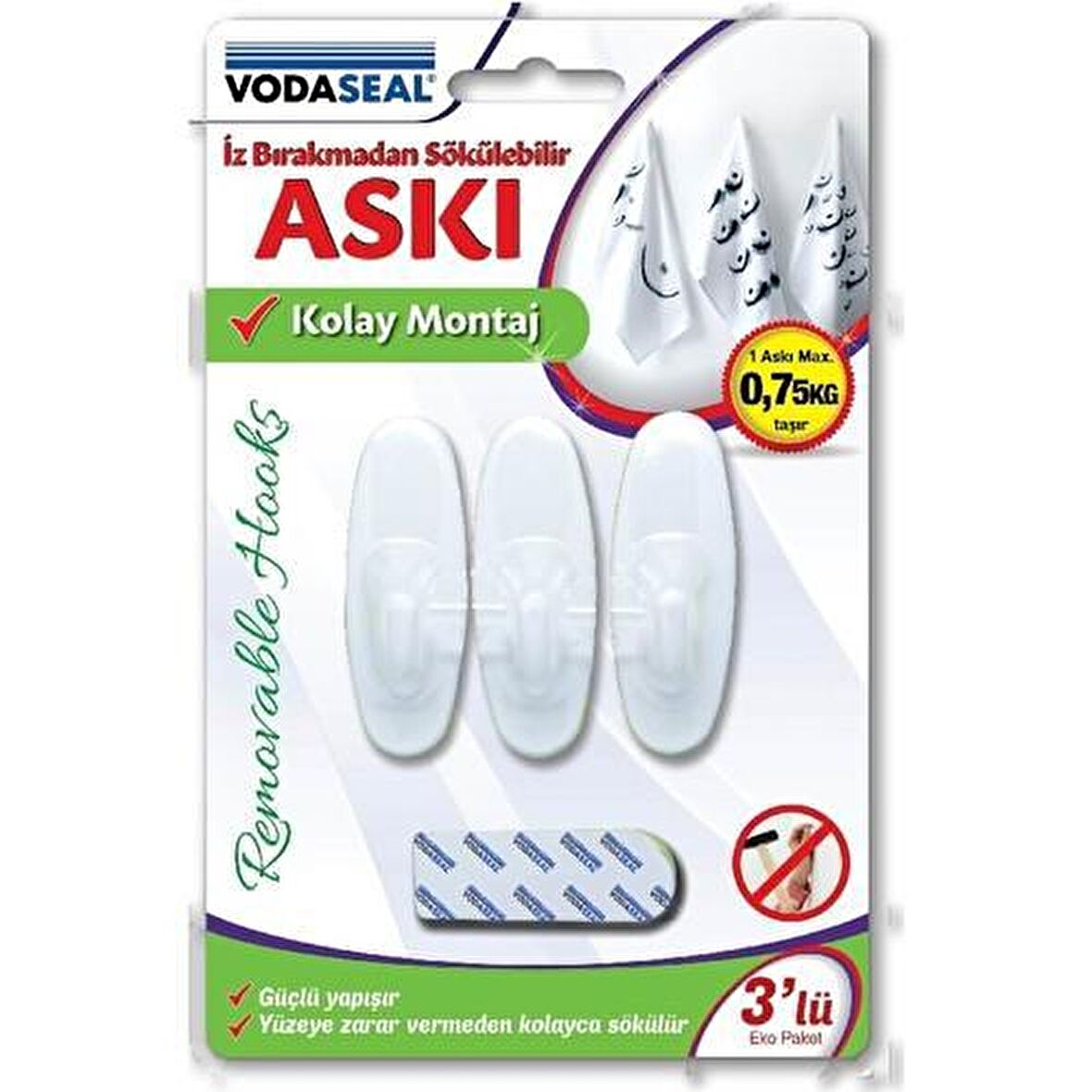 Vodaseal İz Bırakmaz 3 Lü Oval Askı Hs-09