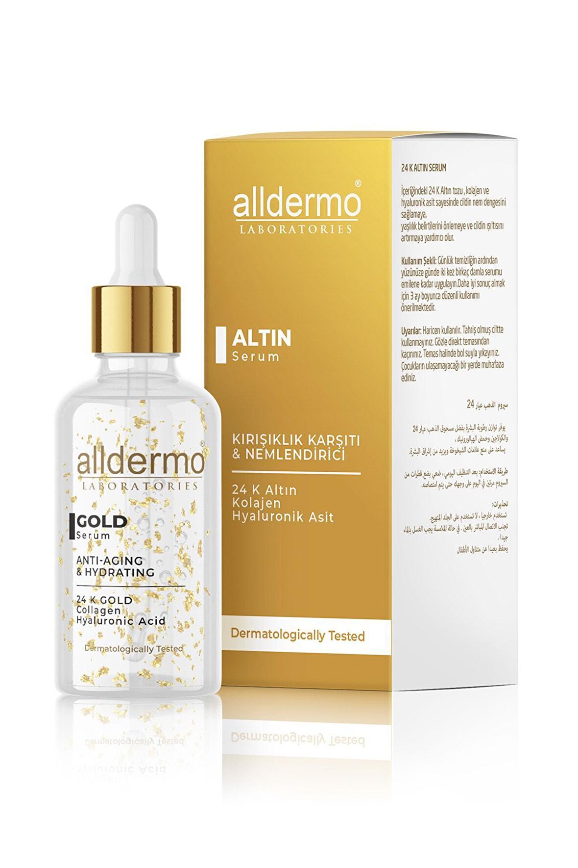 Alldermo Gold Kırışıklık Karşıtı Hyalüronik Asit 30 Yaş + Gece-Gündüz Yüz ve Boyun Serumu 30 ml 