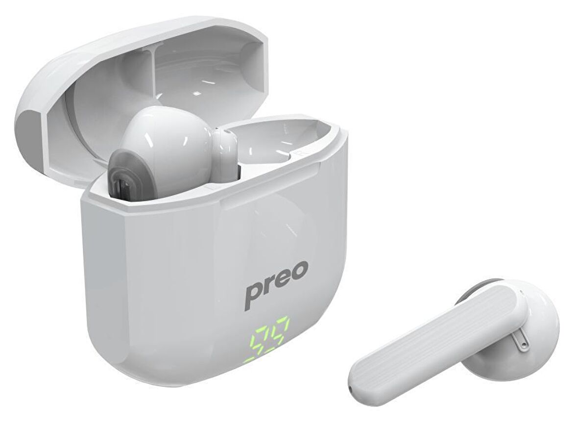 Preo My Sound MS36 Dokunmatik Kontrol Led Güç Göstergeli Bluetooth 5.1 Tws Gerçek Kablosuz Kulaklık Beyaz