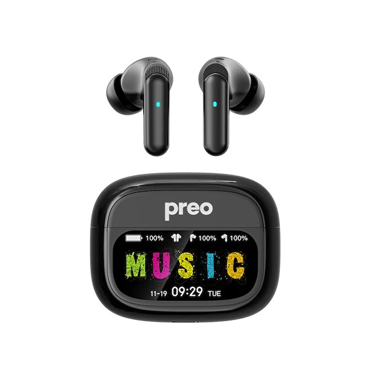 Preo Ms42 Anc Lcd Display Tws Kablosuz Kulaklık Siyah