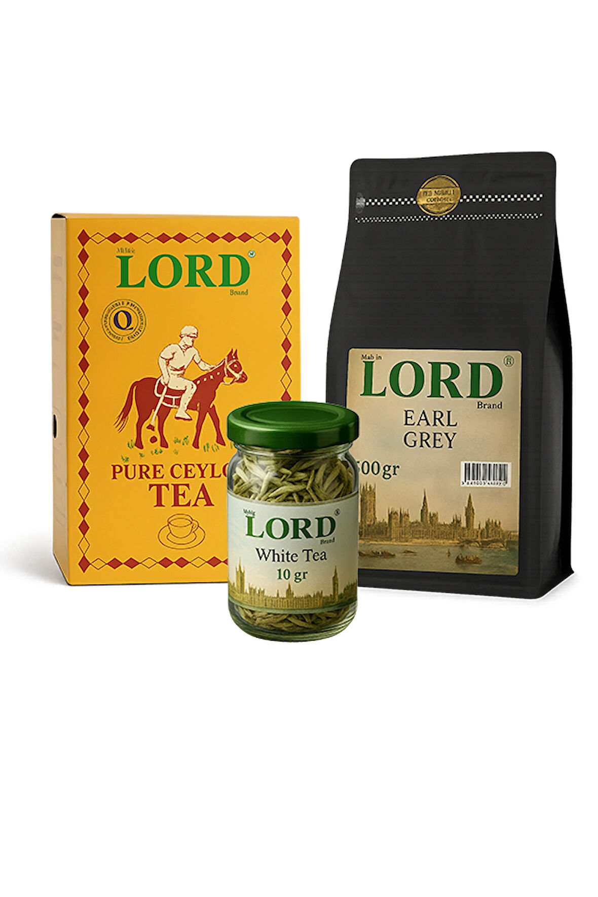 3’lü Premium Set – Ceylon + Earl Grey + White Tea | Gurme Lord Çay Koleksiyonu