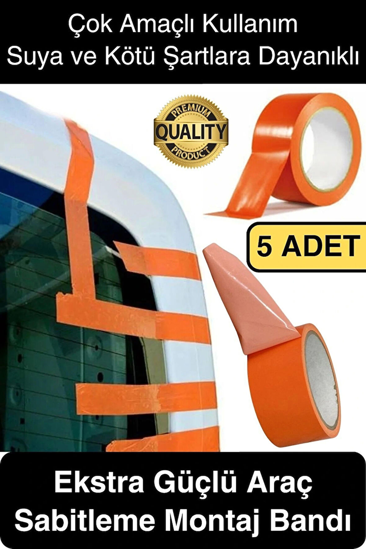 5 Adet İz Bırakmaz 50mmx 30mt Araba Montaj Bandı Oto Araç Sabitleme Bant Ekstra Güçlü Suya Dayanıklı