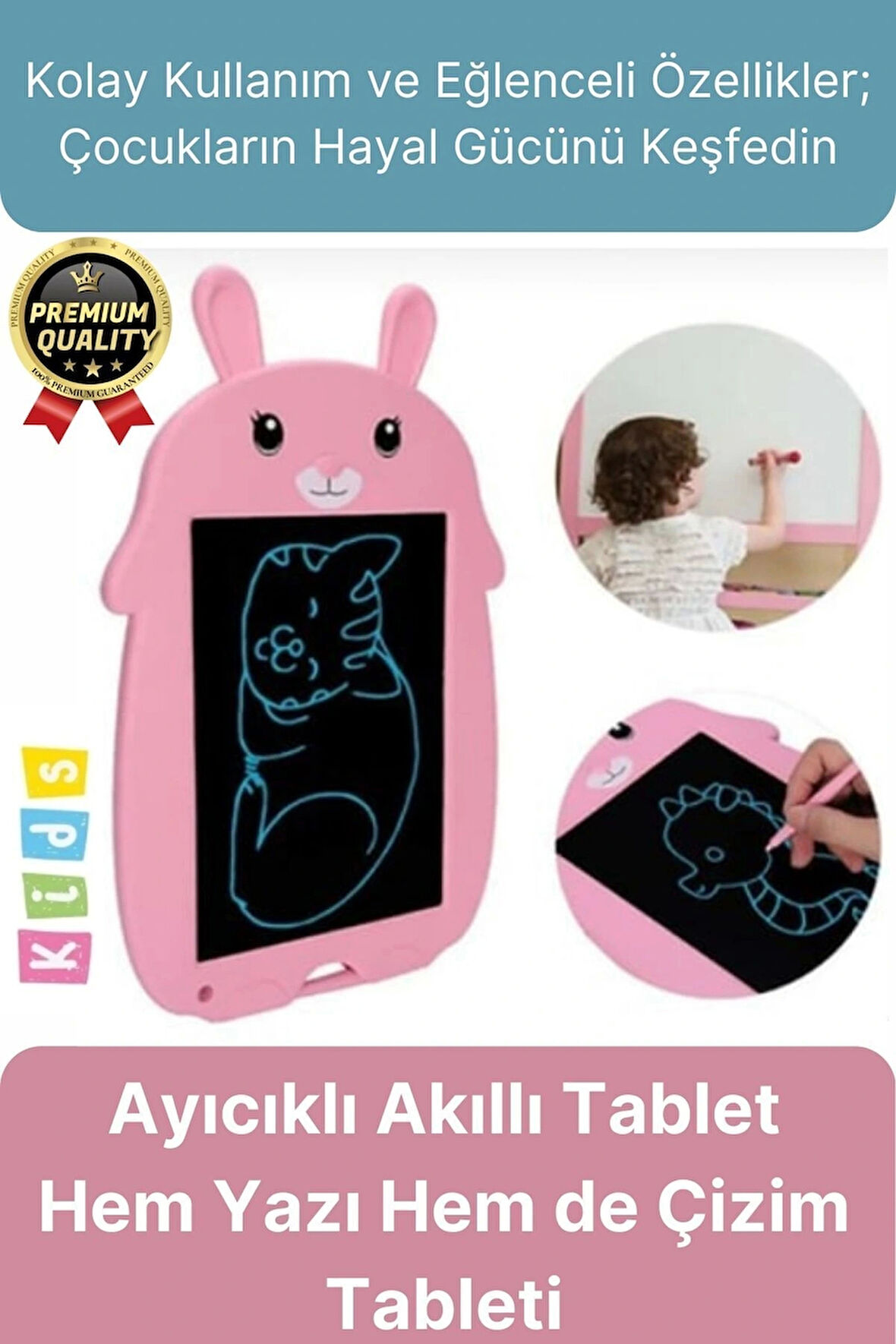 Kolay Kullanım Dayanıklı Lcd Ekran Kalemli Dijital Akıllı Ayıcıklı Yazı Boyama Çizim Tableti 8,5 Inç