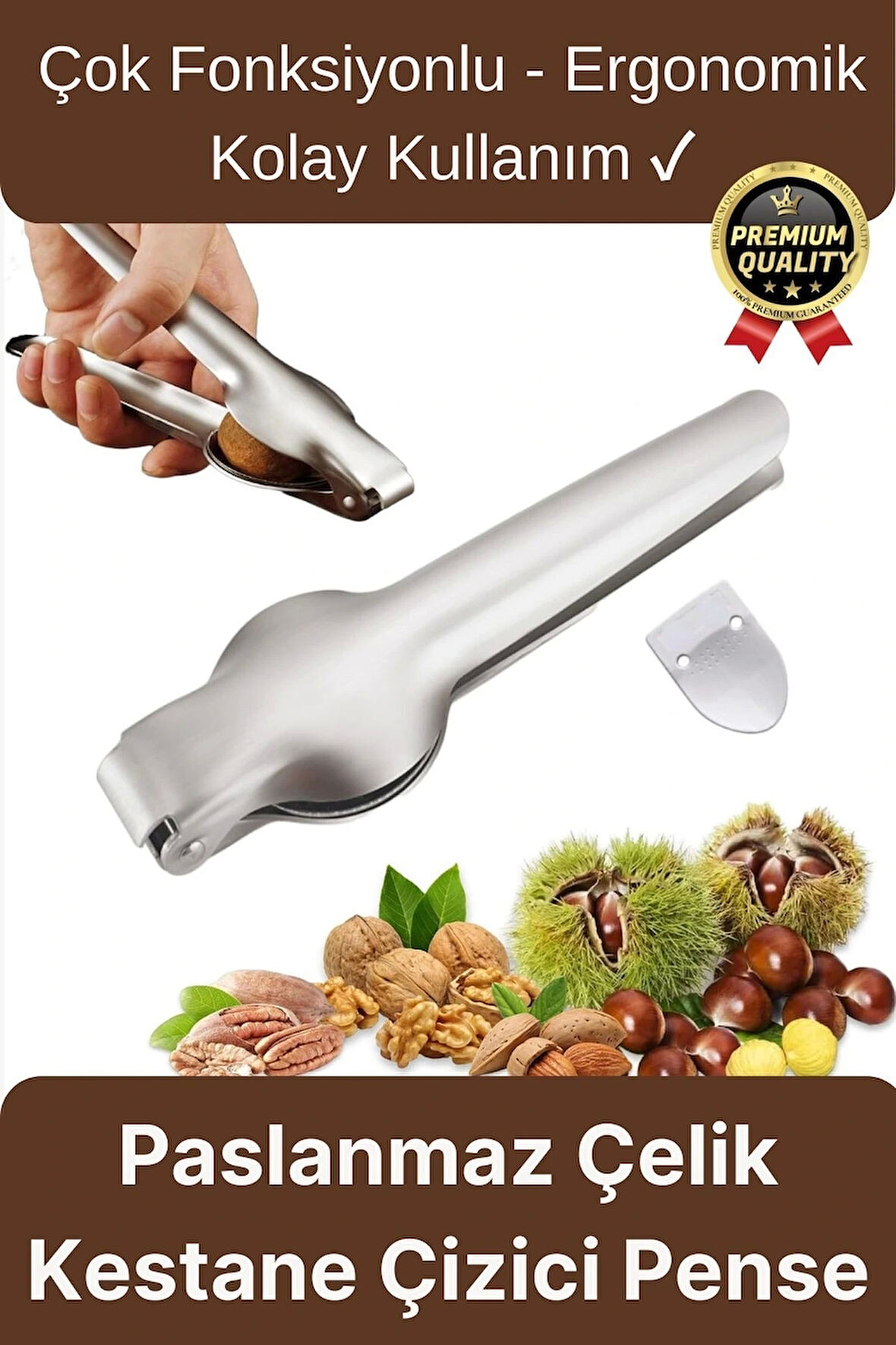 Çok Fonksiyonlu Ergonomik Kaymaz Paslanmaz Çelik Kabuk Kırma Açma Aleti Metal Kestane Çizici Pense