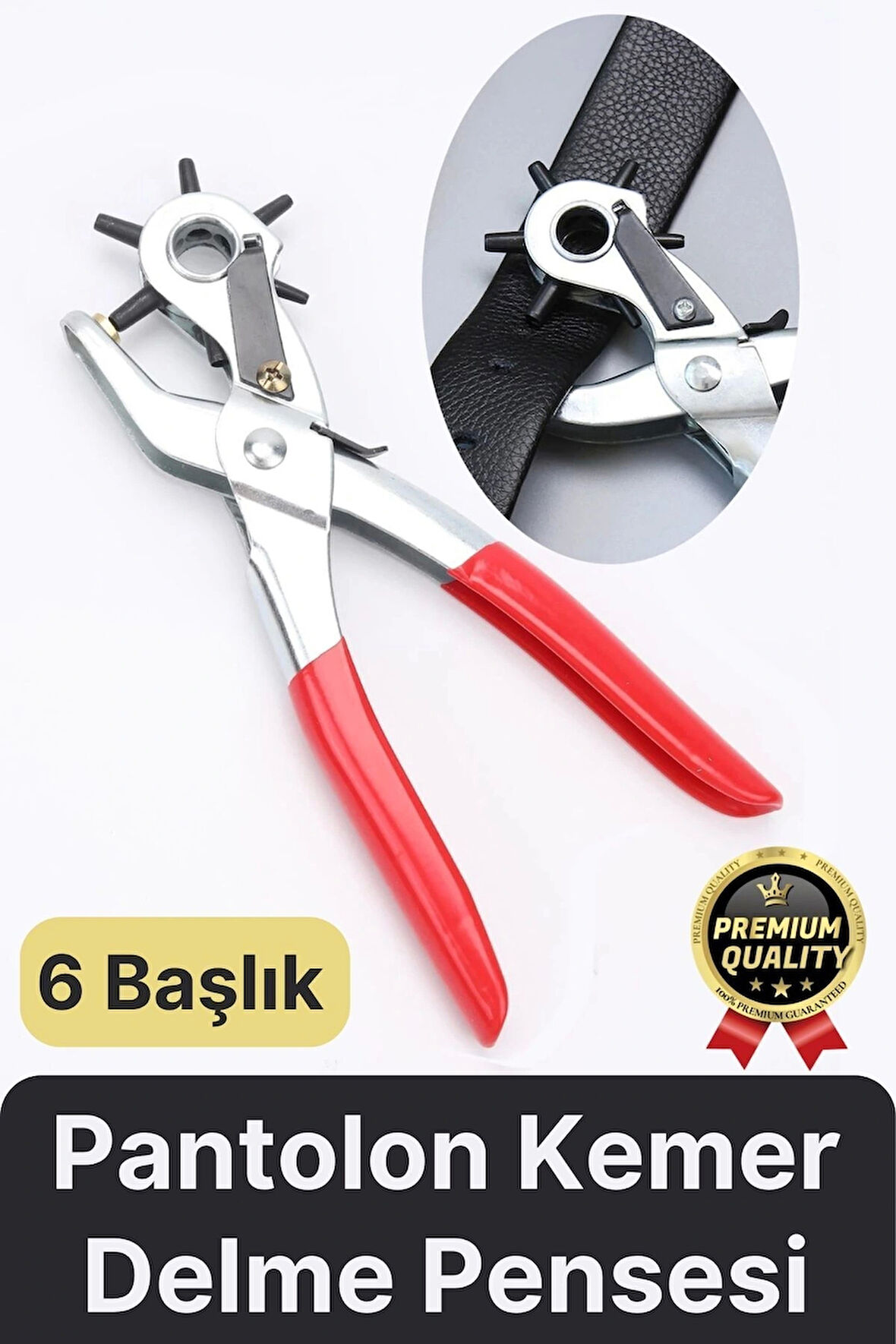 Çok Fonksiyonlu Paslanmaz Çelik Delik Açma Aleti 6 Başlıklı Kumaş Deri Pantolon Kemer Delme Pensesi