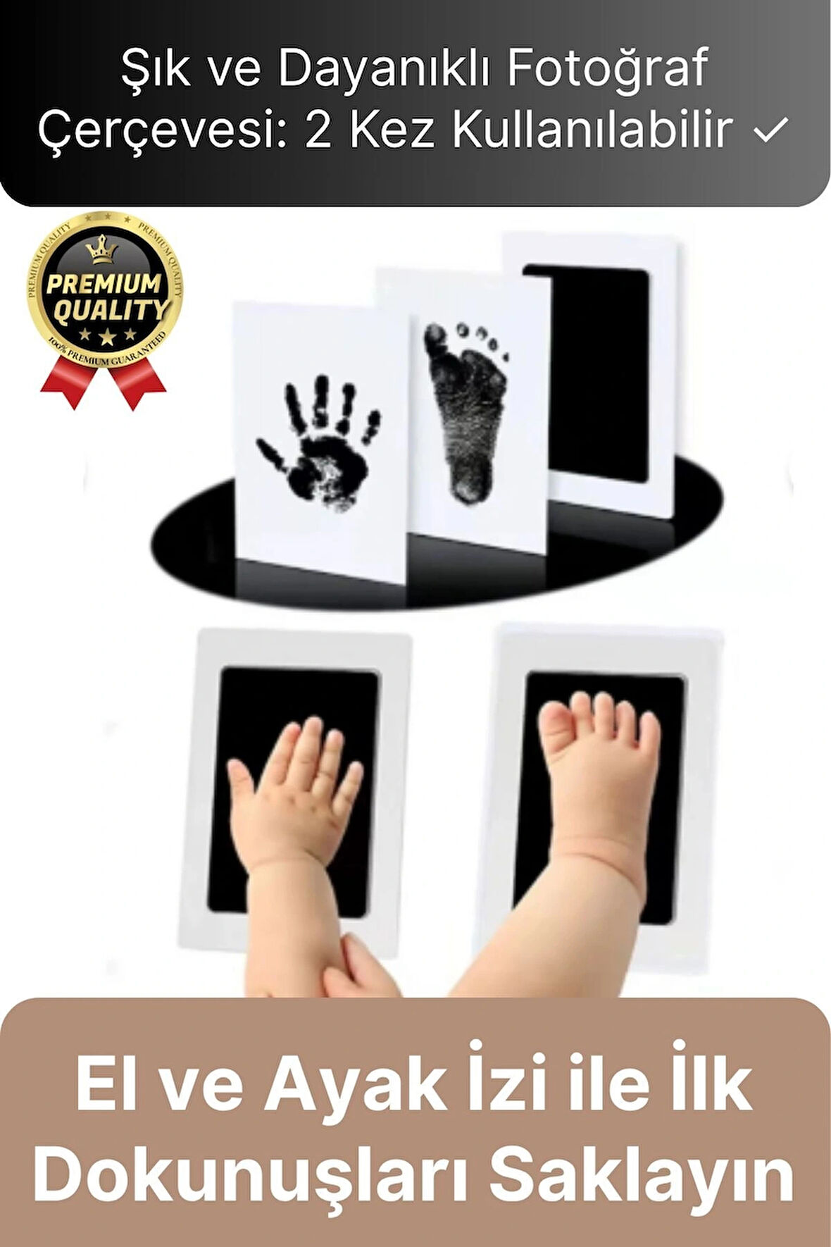 Özel Seri Mürekkepsiz 2 Kullanımlık Evcil Hayvan Bebek El Ayak İzi Fotoğraf Hatıra Çerçevesi Seti