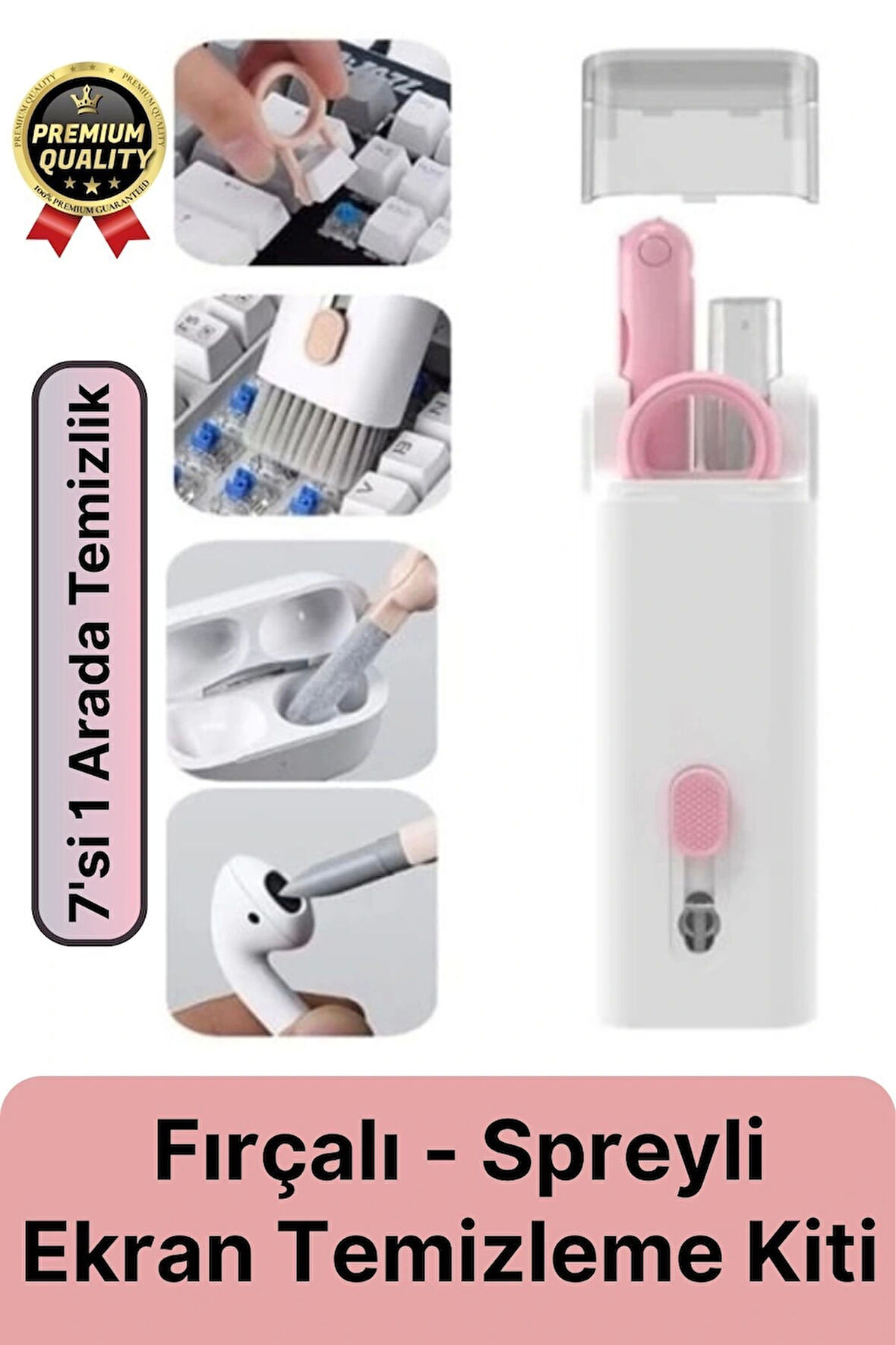 Çok Fonksiyonlu Silikon Uçlu 7 in 1 Bilgisayar Ekranı Kulaklık Airpods Klavye Telefon Temizleme Kiti