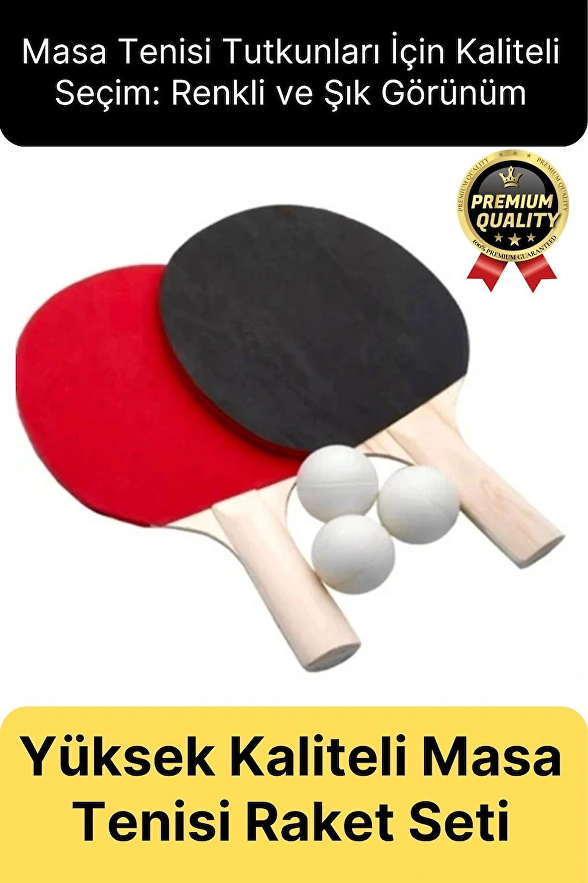 Özel Seri Yüksek Kaliteli Eğlence Oyun Renkli 2 Adet Raket 3 Pinpon Topu Masa Tenisi Raket Seti