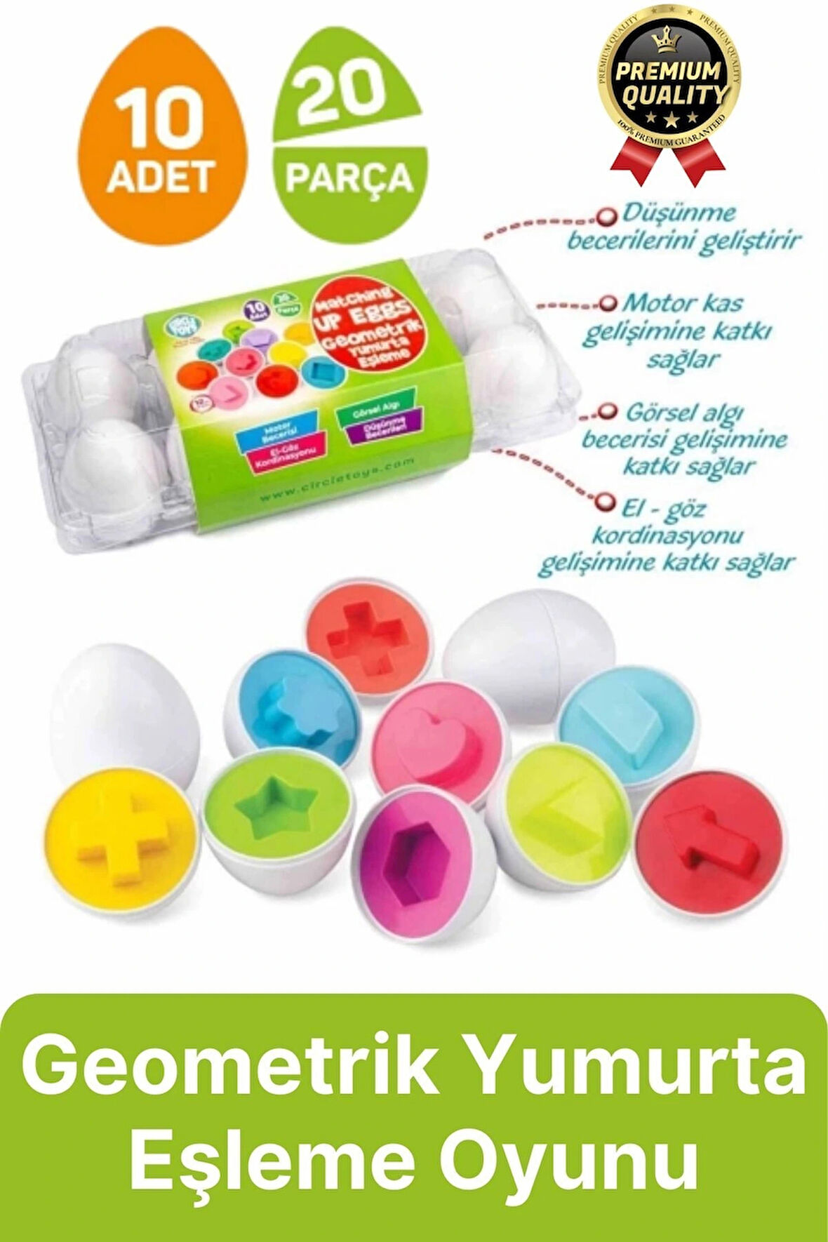 Yeni Nesil Eğitici Öğretici El Göz Kordinasyonu Çocuk Bebek Geometrik Yumurta Eşleme Oyunu 10'lu