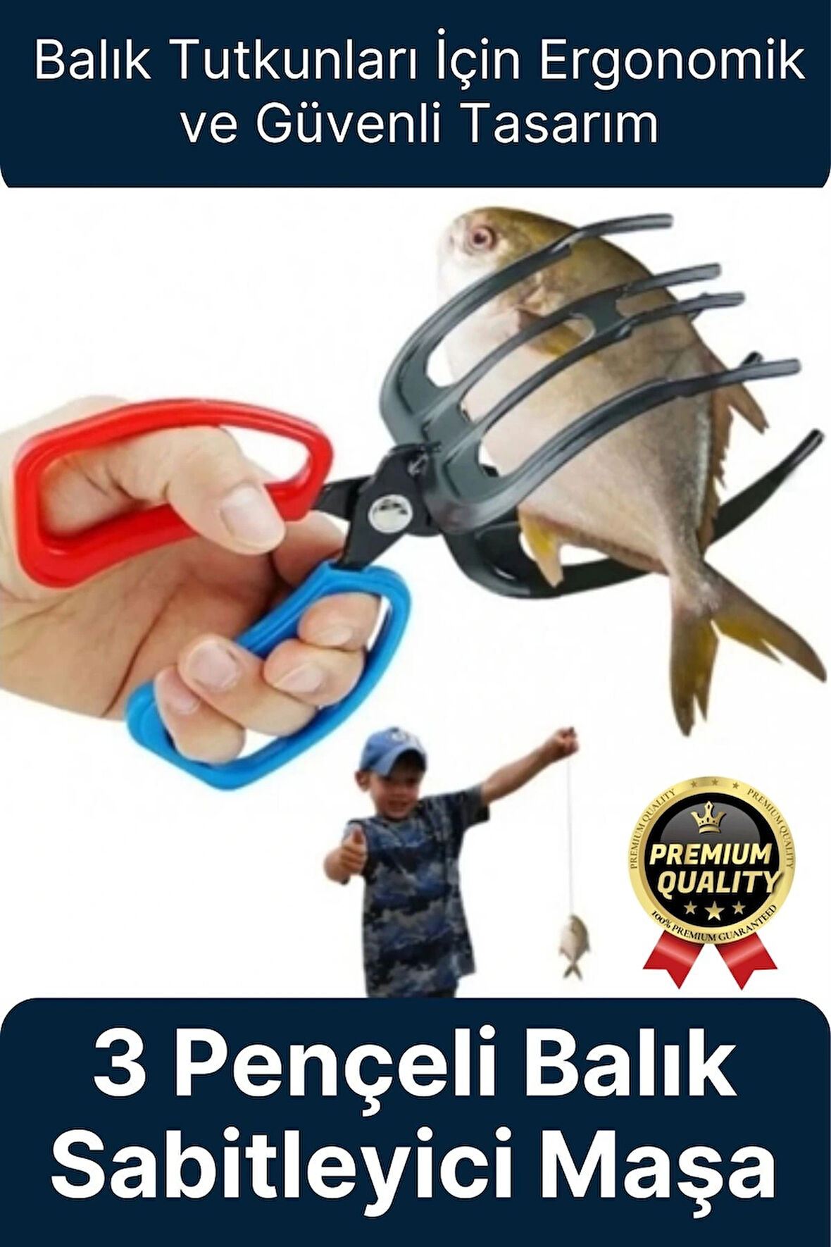 Çok Fonksiyonlu Ergonomik Tasarım Kaymayı Engelleyen Pense 3 Pençeli 11 cm Balık Sabitleyici Maşa