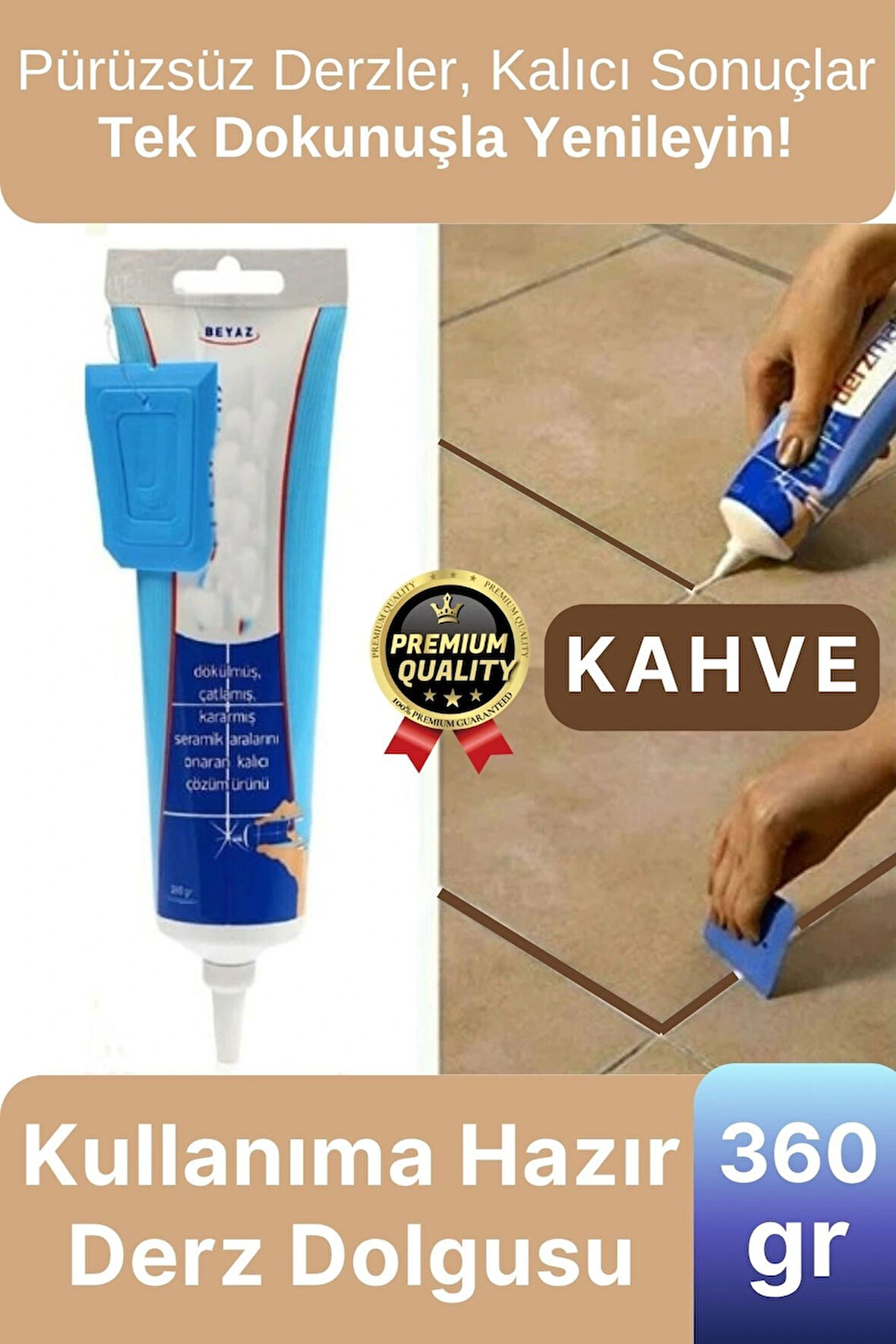 Profesyonel Kolay Kullanıma Hazır Zemin Duvar Onarma Gaga Uçlu Tüp Fayans Arası Derz Dolgu Kahve