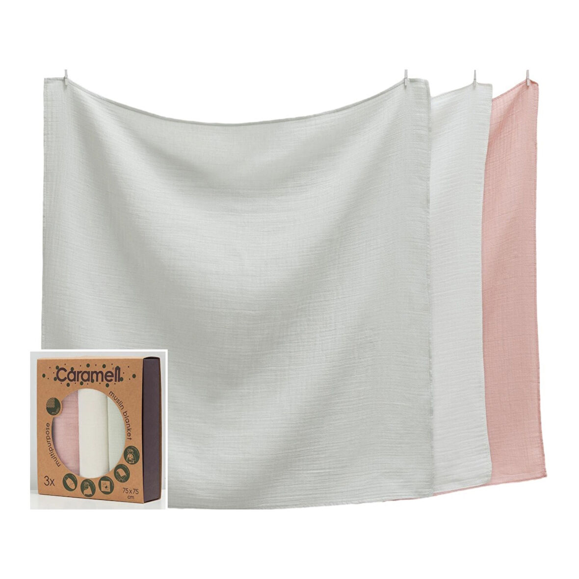 Caramell Basic Müslin Bebek Battaniye 75x75 Cm 2152