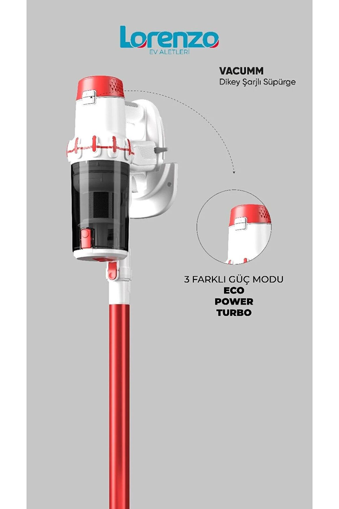 Lorenzo Vacumm Kablosuz Şarjlı Süpürge 2 in 1