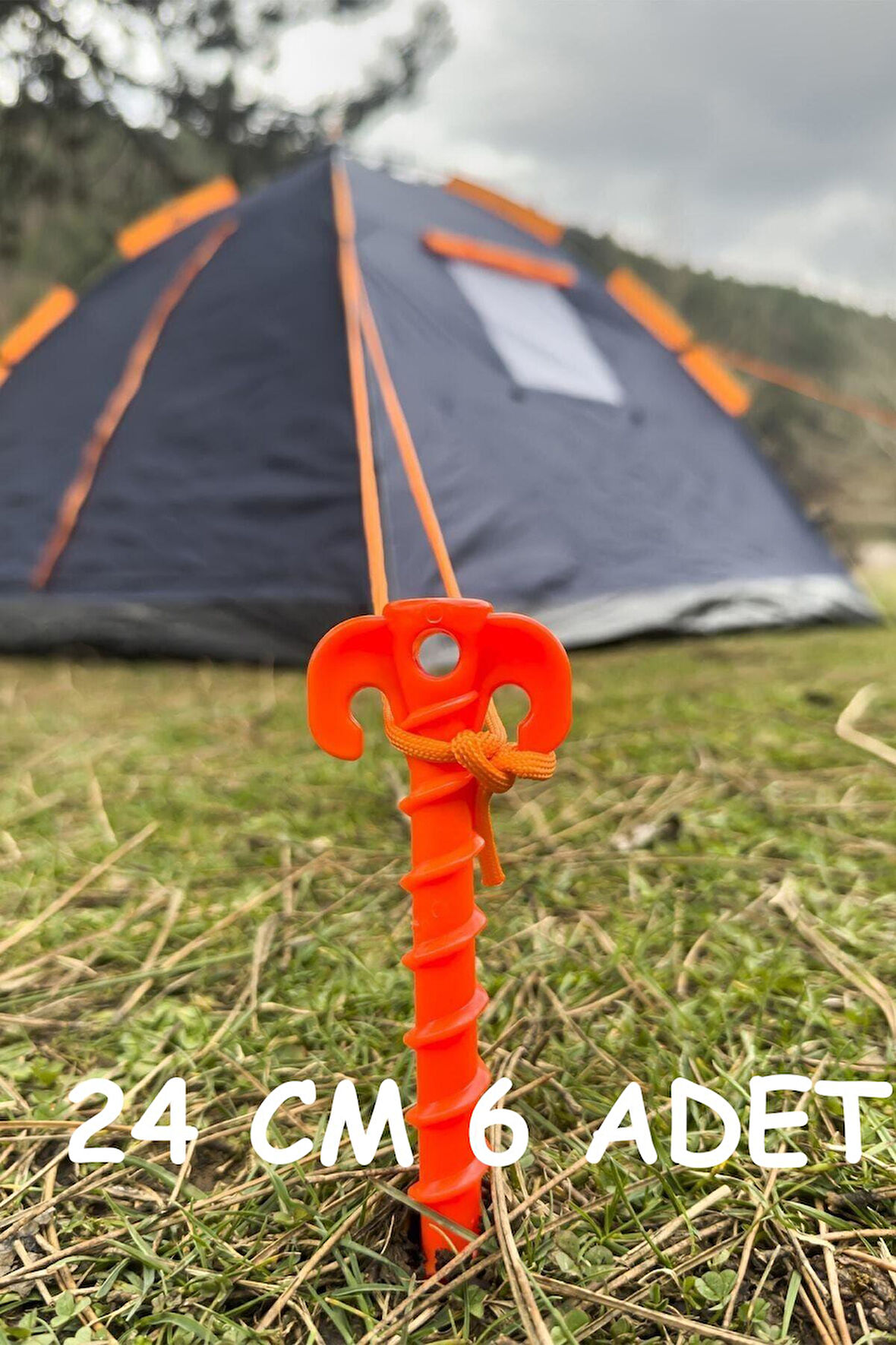 İntercamp 6' li 24 cm Çadır Kazığı, Çakma Kazığı, Çadır Sabitleme Kazığı, Kancalı Kazık, Plastik