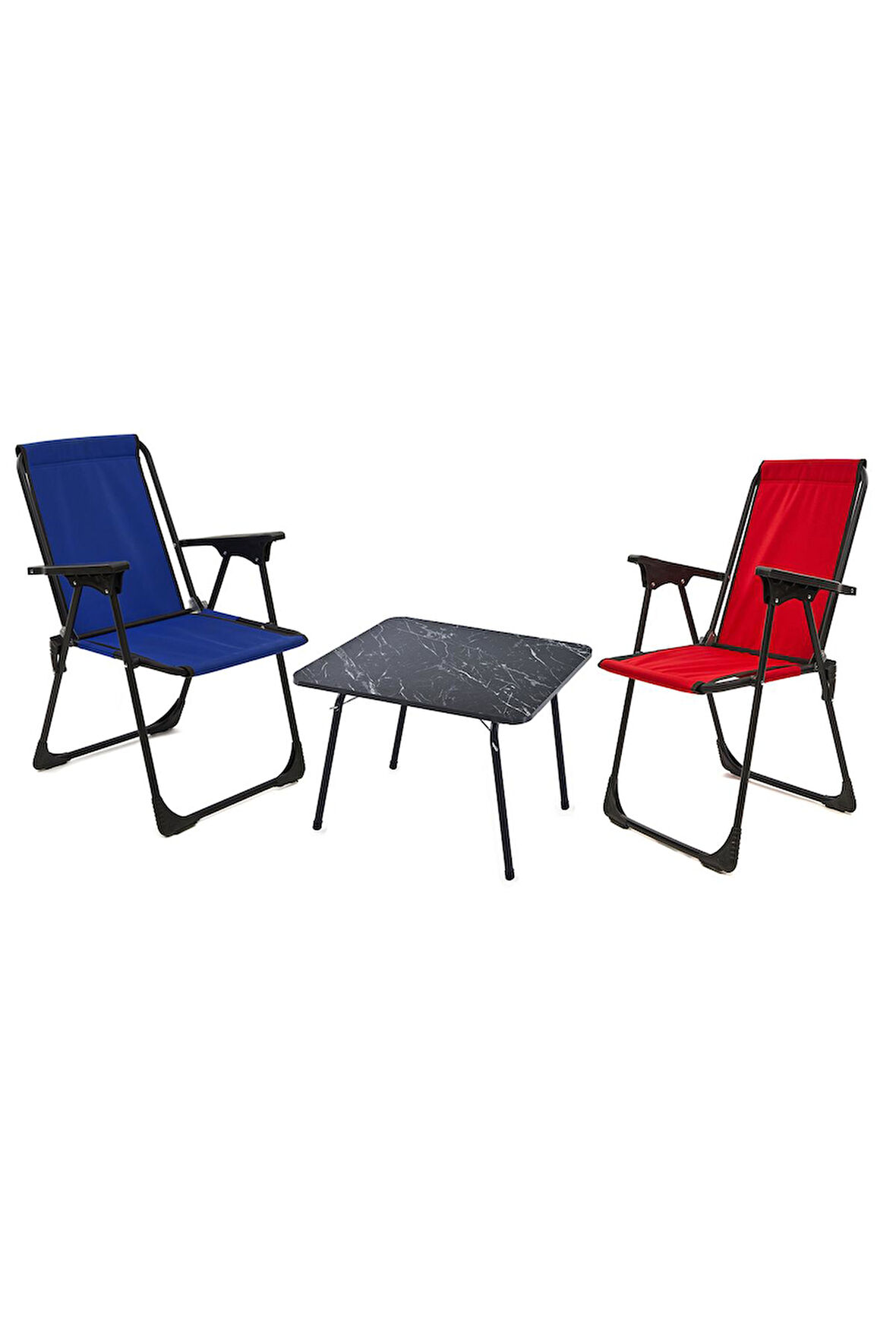 Exent 45x60 Katlanır Masa + 2 Adet Kamp Sandalyesi, Çift dikişli 120 kg kapasiteli-KIR-LAC-MER