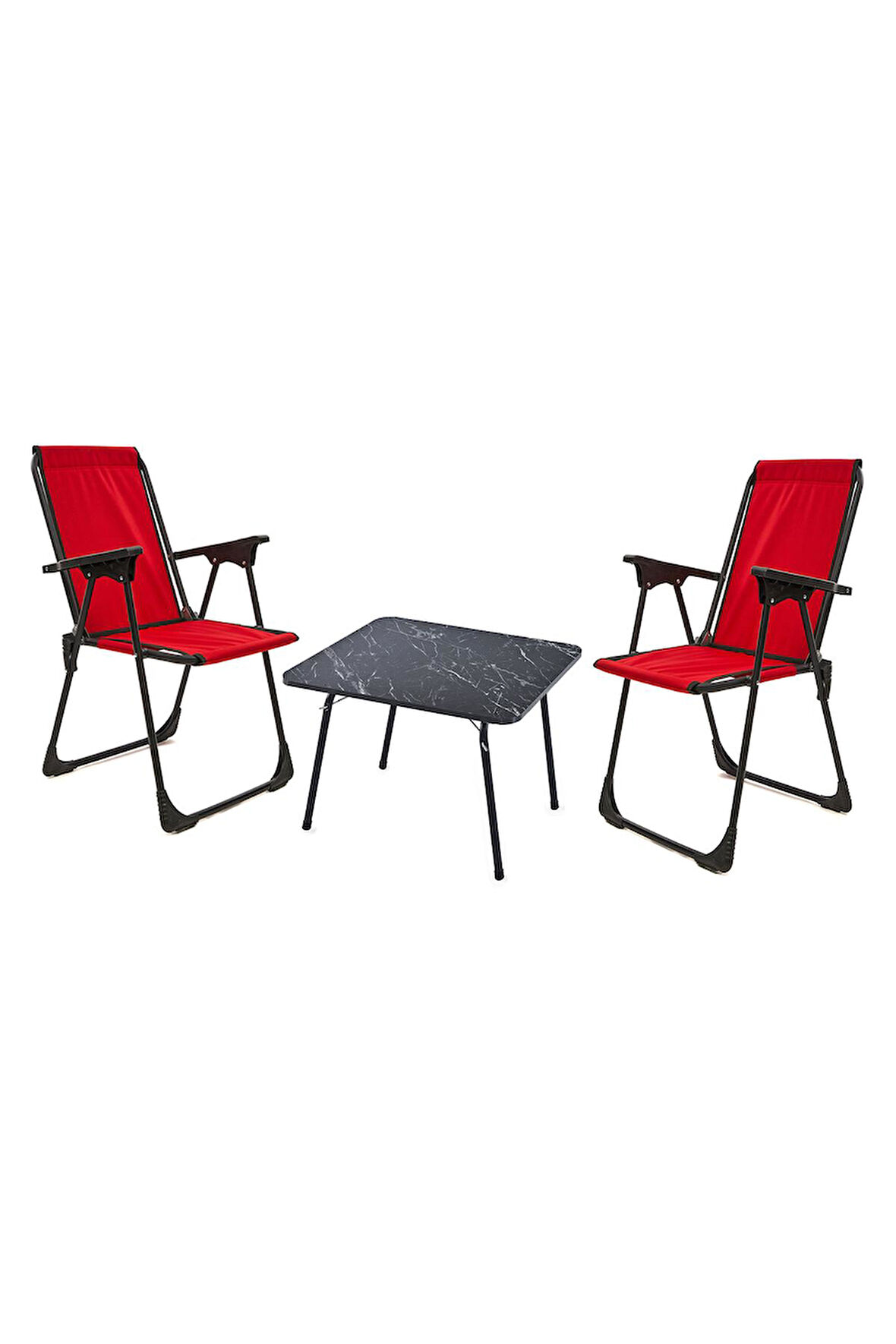 Exent 45x60 Katlanır Masa + 2 Adet Kamp Sandalyesi, Çift dikişli 120 kg kapasiteli-2KIR-MER
