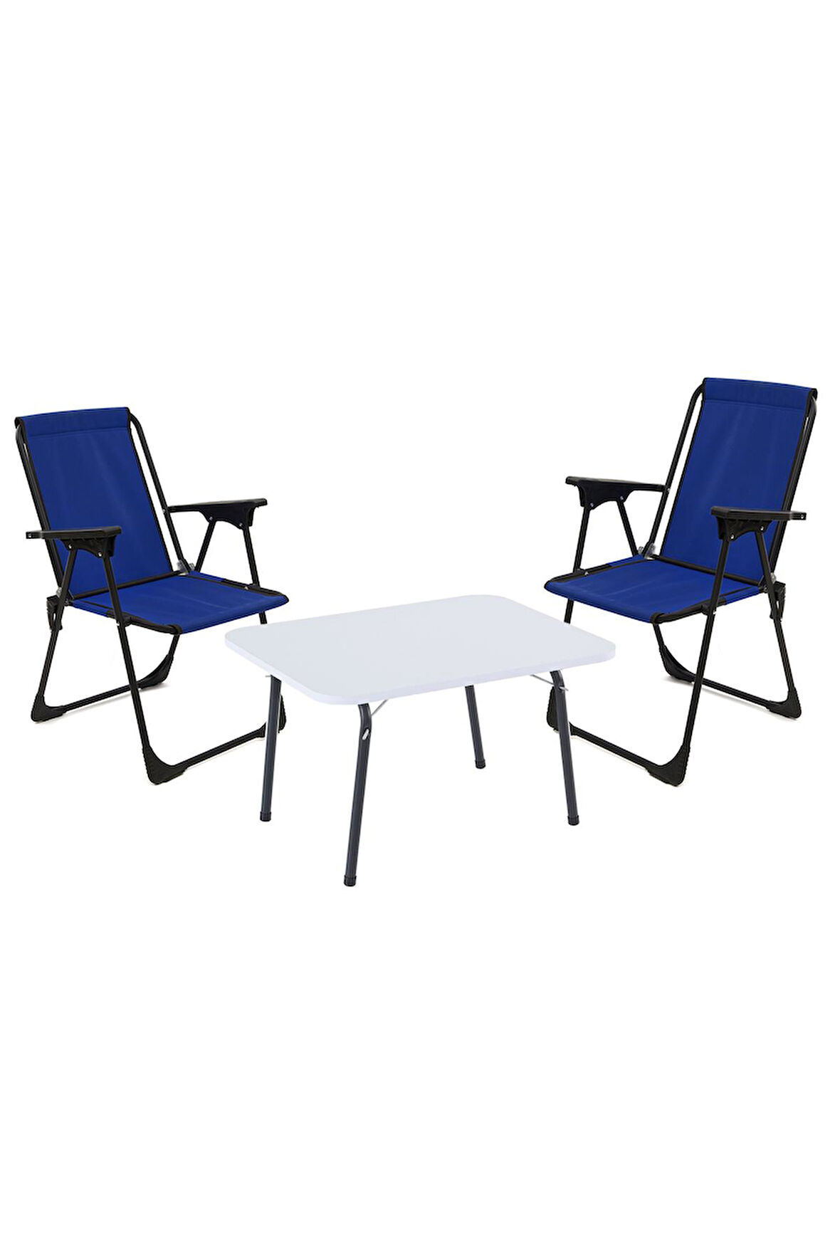 Exent 45x60 Katlanır Masa + 2 Adet Kamp Sandalyesi, Çift dikişli 120 kg kapasiteli-2LAC-BEY