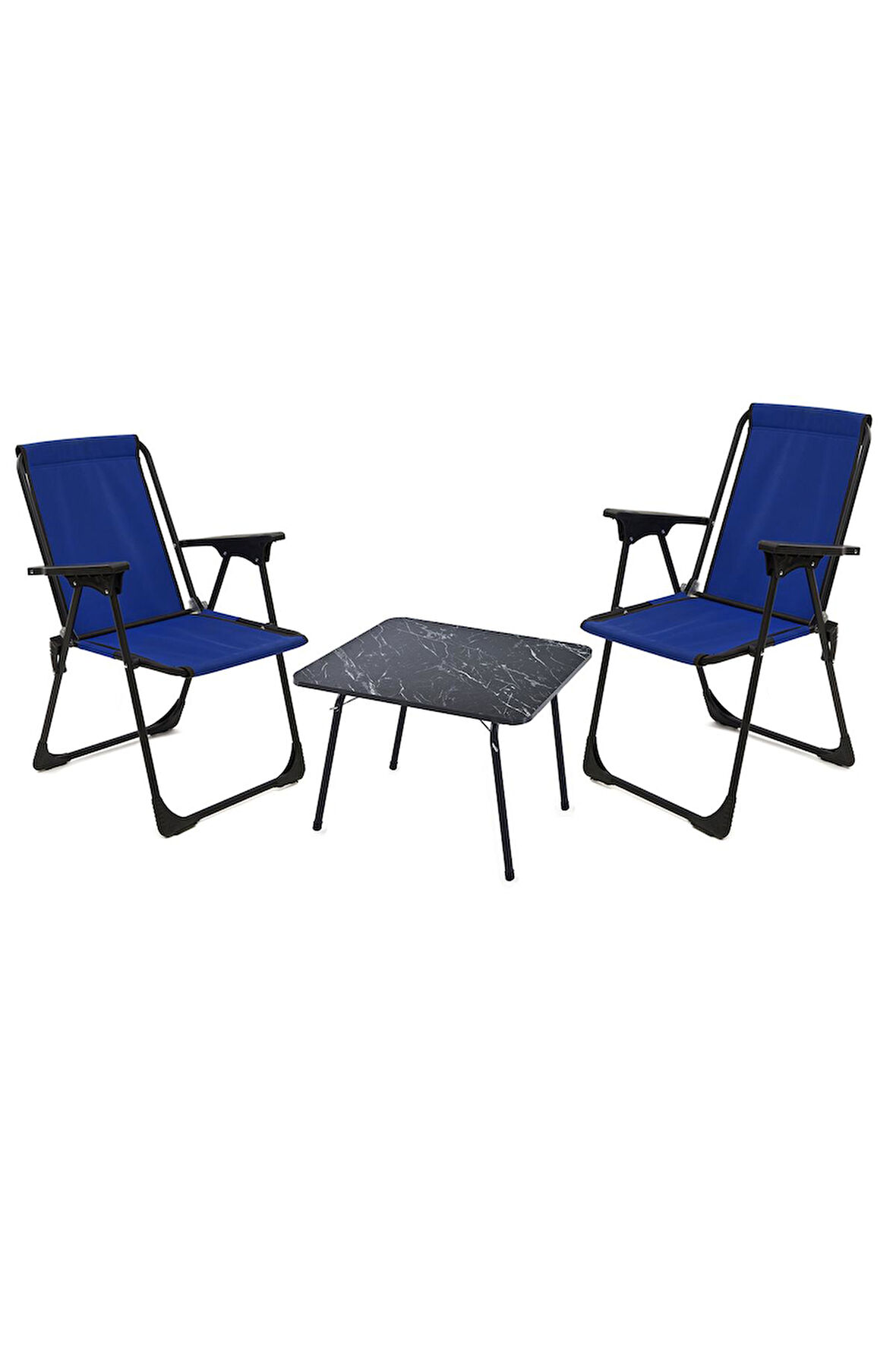 Exent 45x60 Katlanır Masa + 2 Adet Kamp Sandalyesi, Çift dikişli 120 kg kapasiteli-2LAC-MER