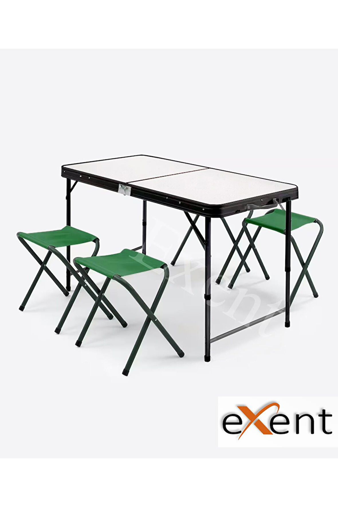Exent Katlanır KADEMELİ Tabureli Çantalı Masa, Piknik Kamp Masası Seti-4 Tabureli