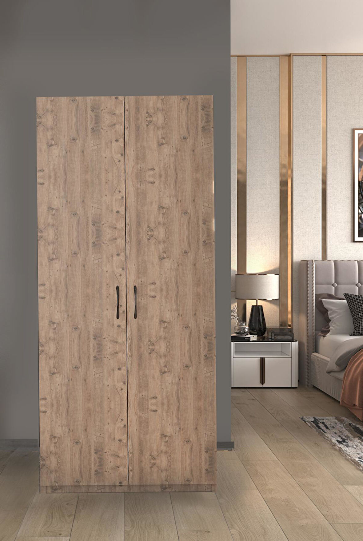 Frey 2 Kapaklı Elbise Dolabı-2 Kapılı Gardırop-Atlantik Çam