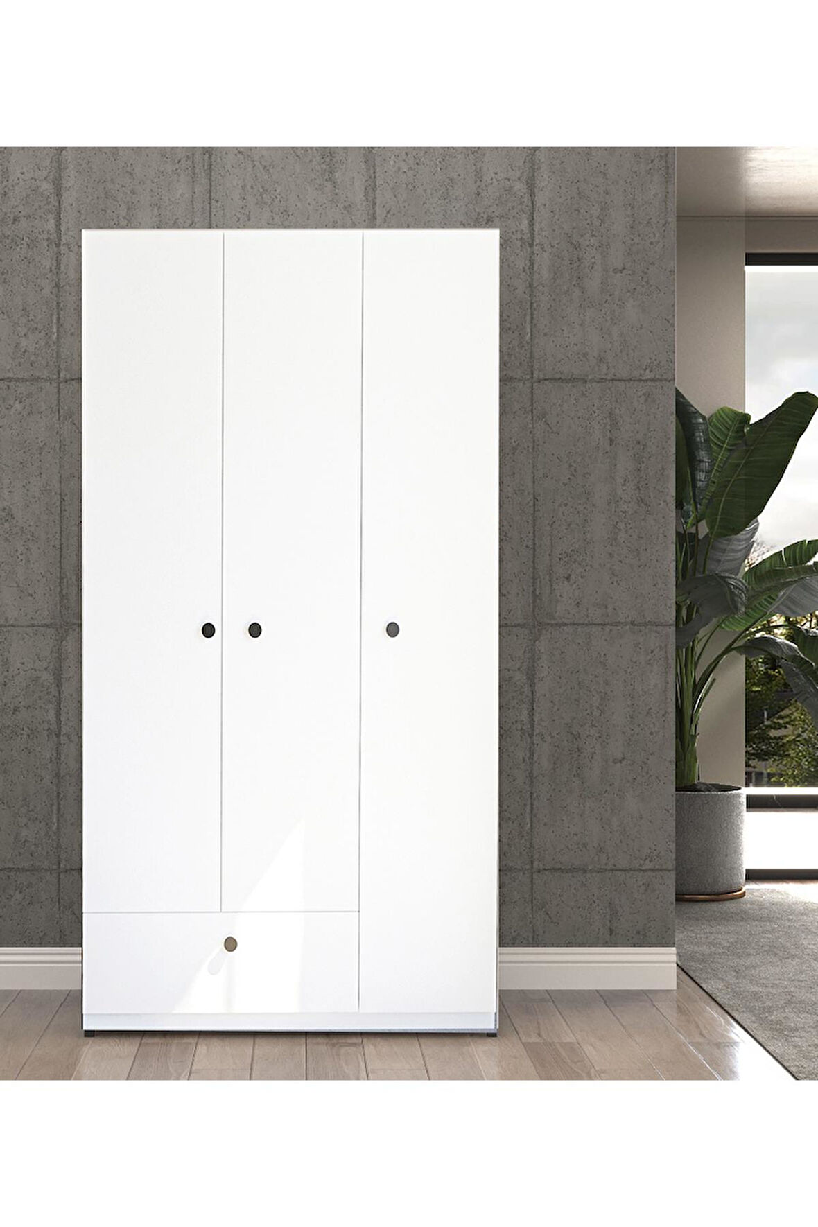 Oskar 3 Kapaklı Elbise Dolabı-3 Kapılı Gardırop